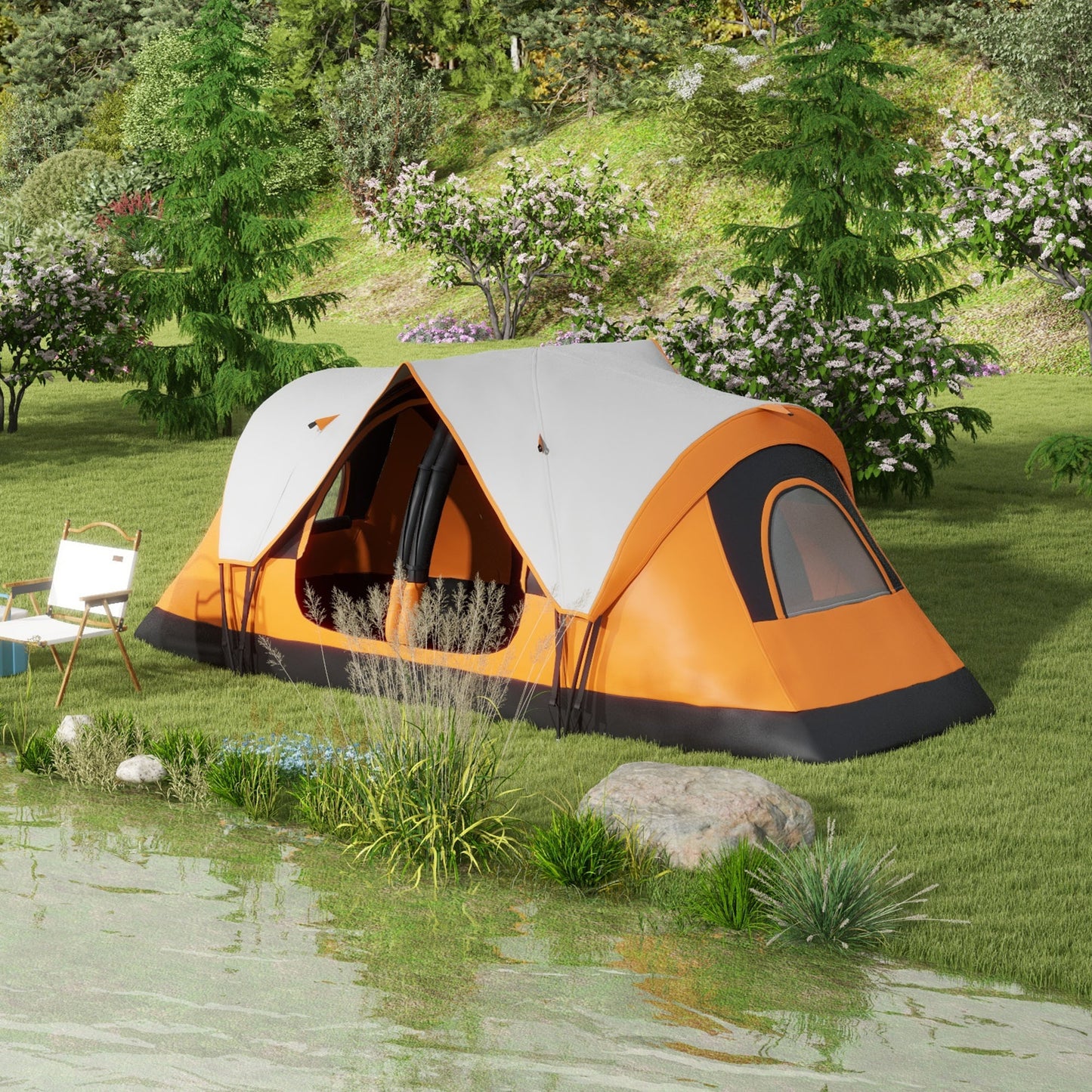 Six-Man Tent, with Two Rooms, Small Rainfly and Accessories