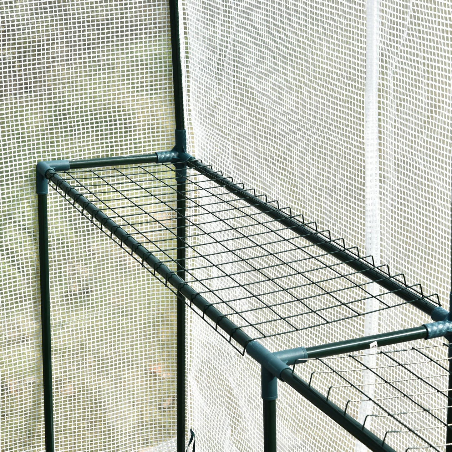 Walk In Greenhouse with 2-Tier Shelves, Roll up Zip Panel Door