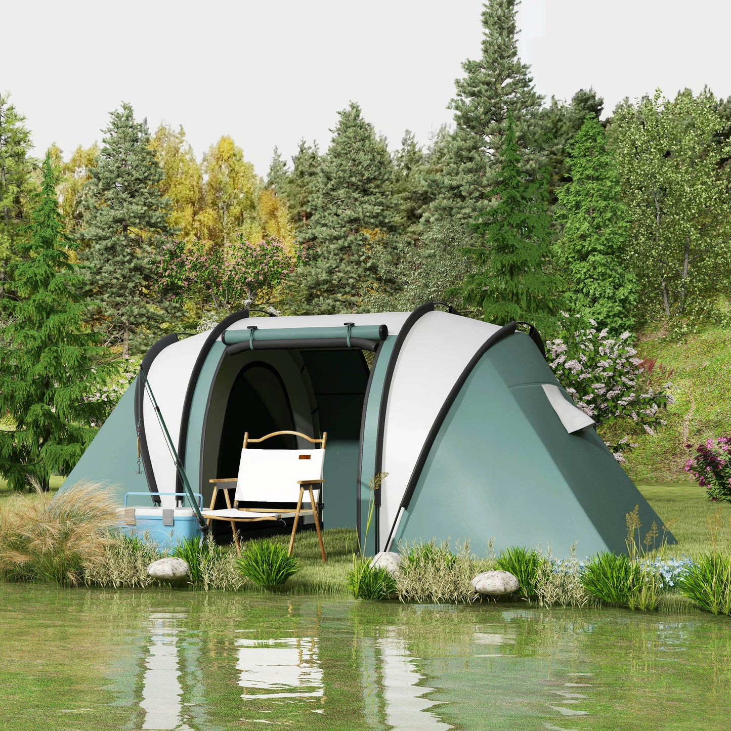 Two-Man Tent, with Bedrooms, Living Room and Canopy