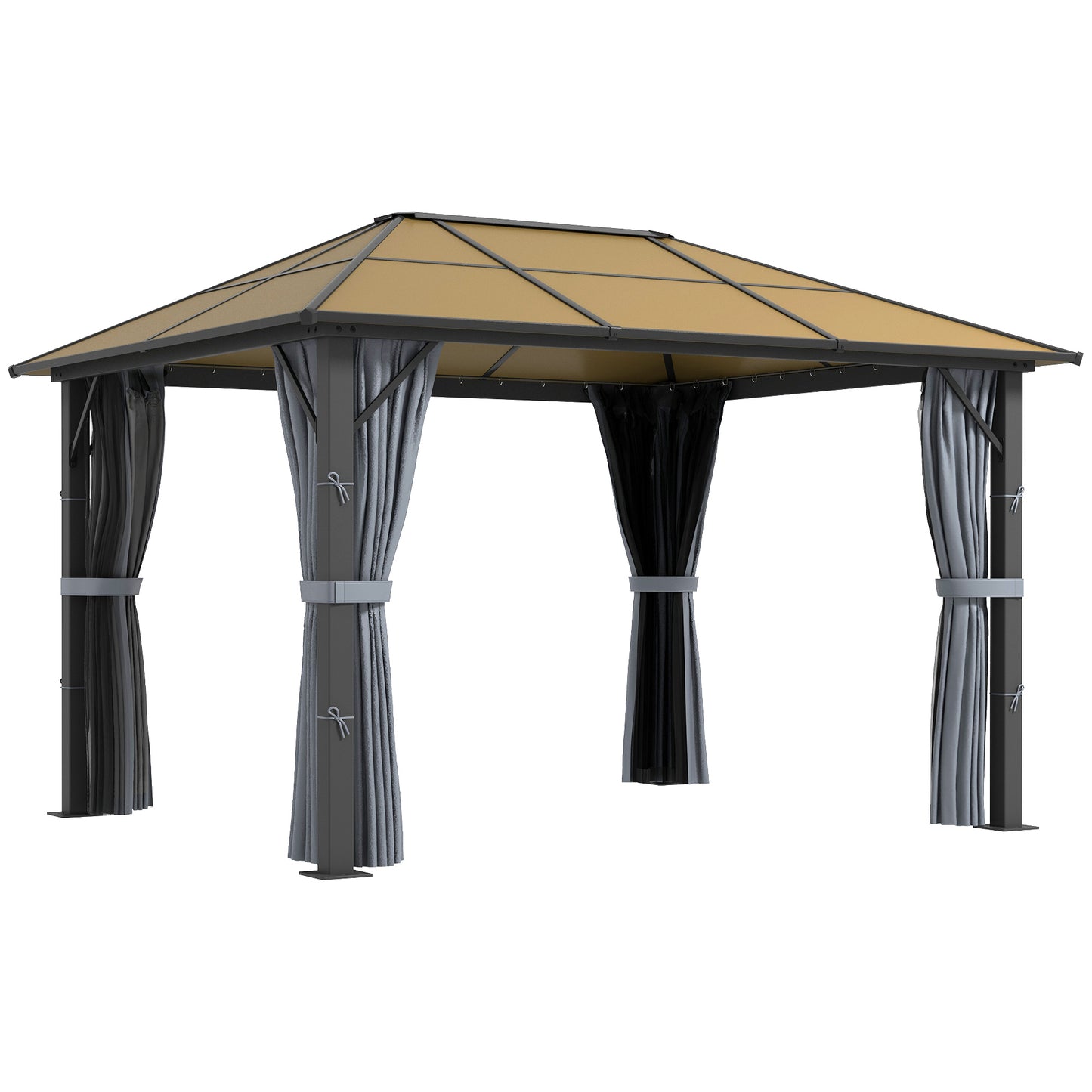 3 x 3.6m Garden Aluminium Gazebo Hardtop Roof Canopy Marquee Party