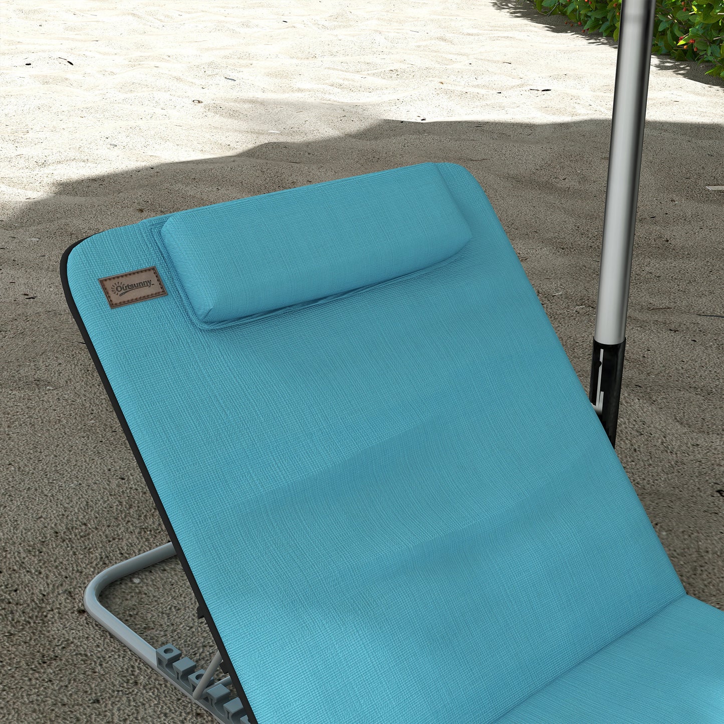 Set of Two Metal Frame Beach Chairs, with Reclining Backs