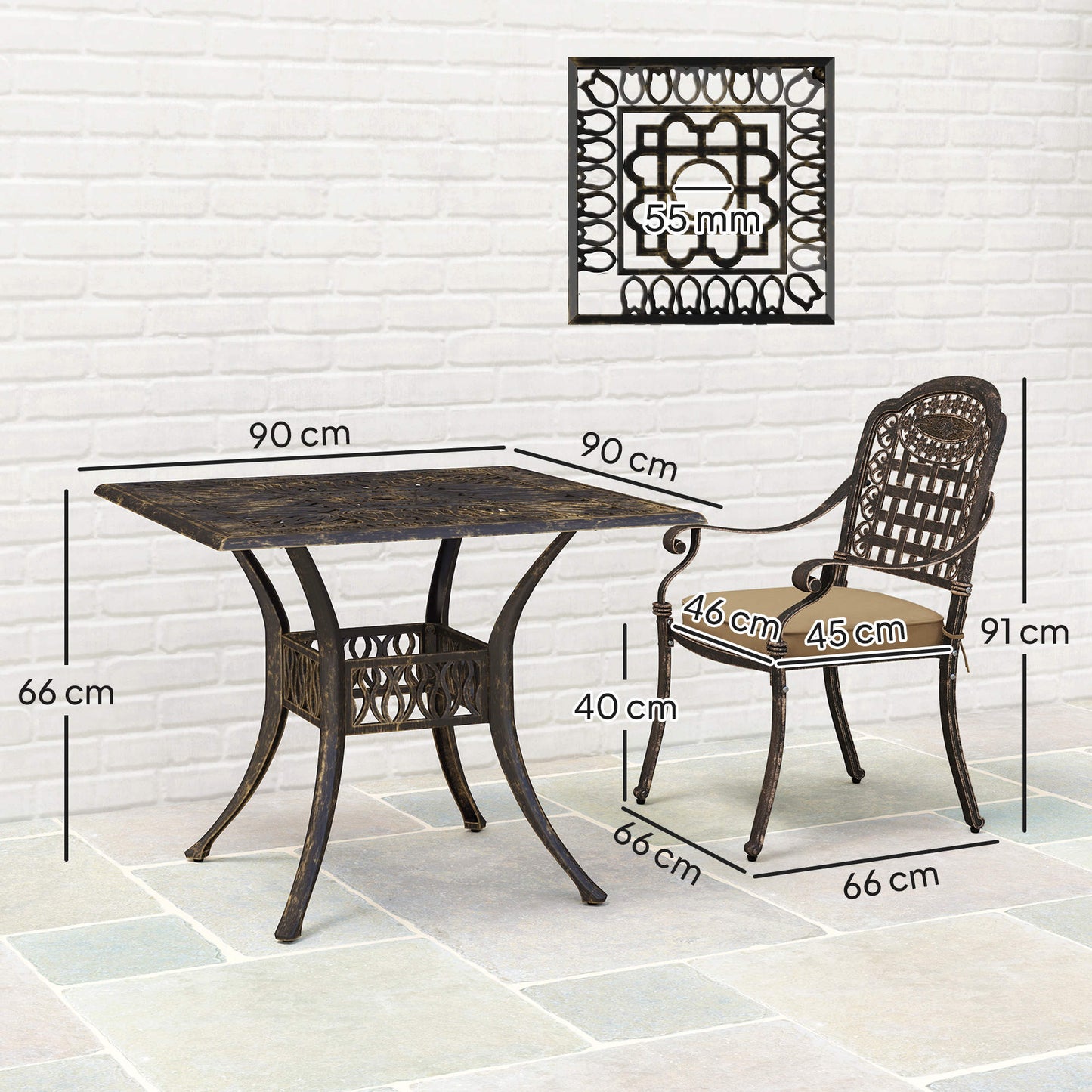 Five-Piece Cast Aluminium Garden Dining Set