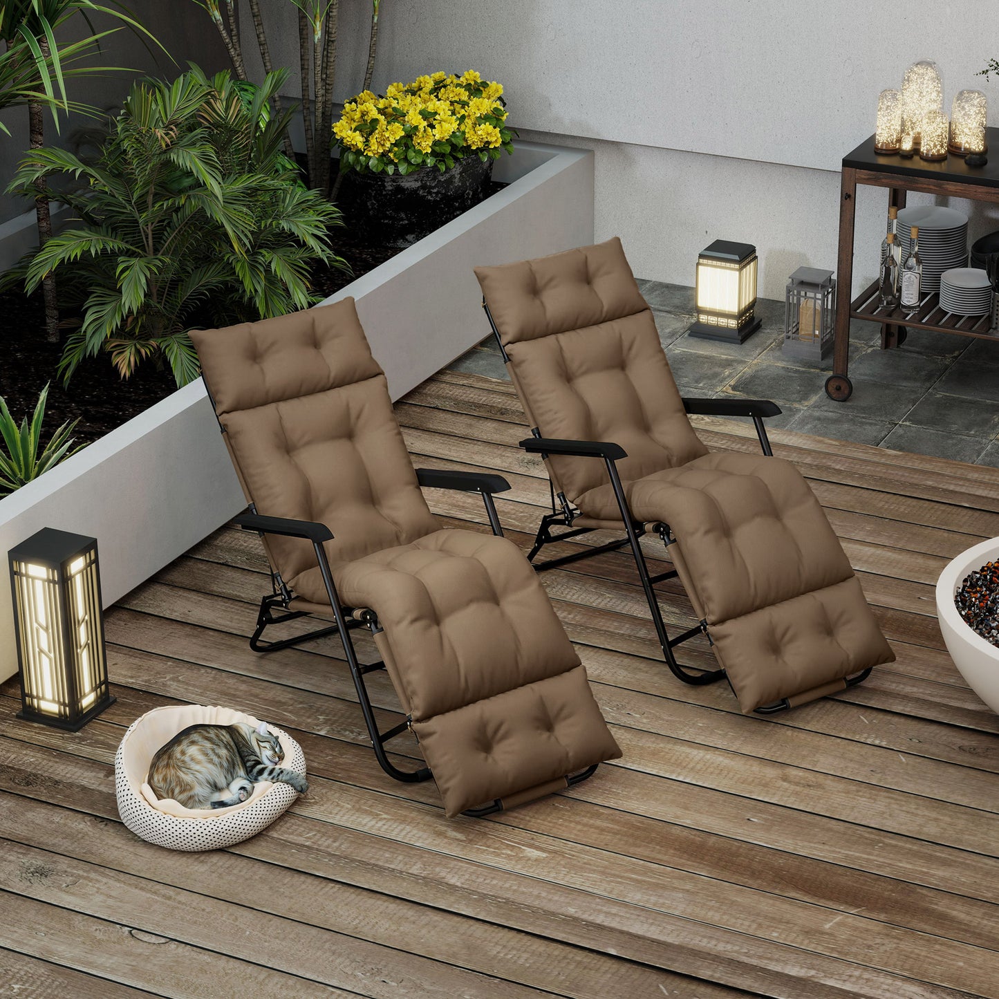 Set of Two 190 x 56cm Sun Lounger Cushions