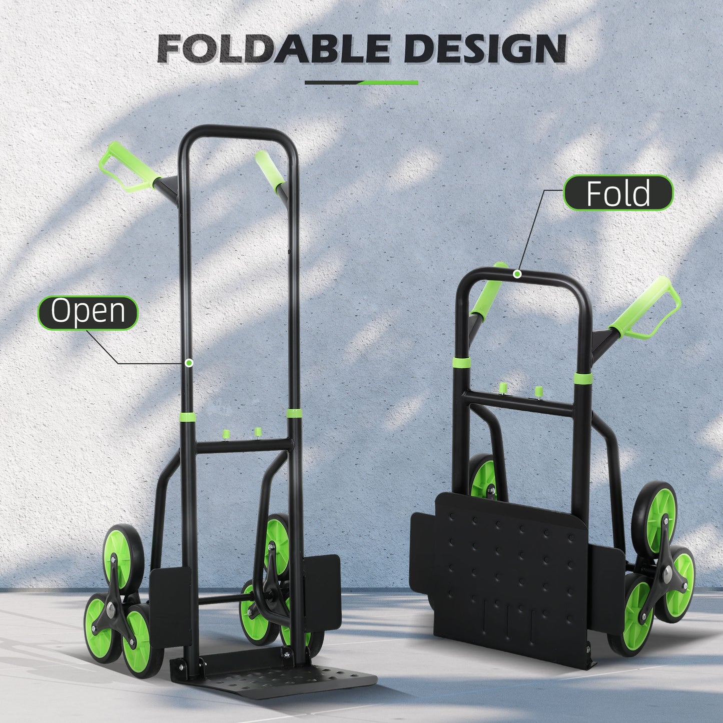 Six-Wheel Folding  Sack Barrow Trolley - Black/Green