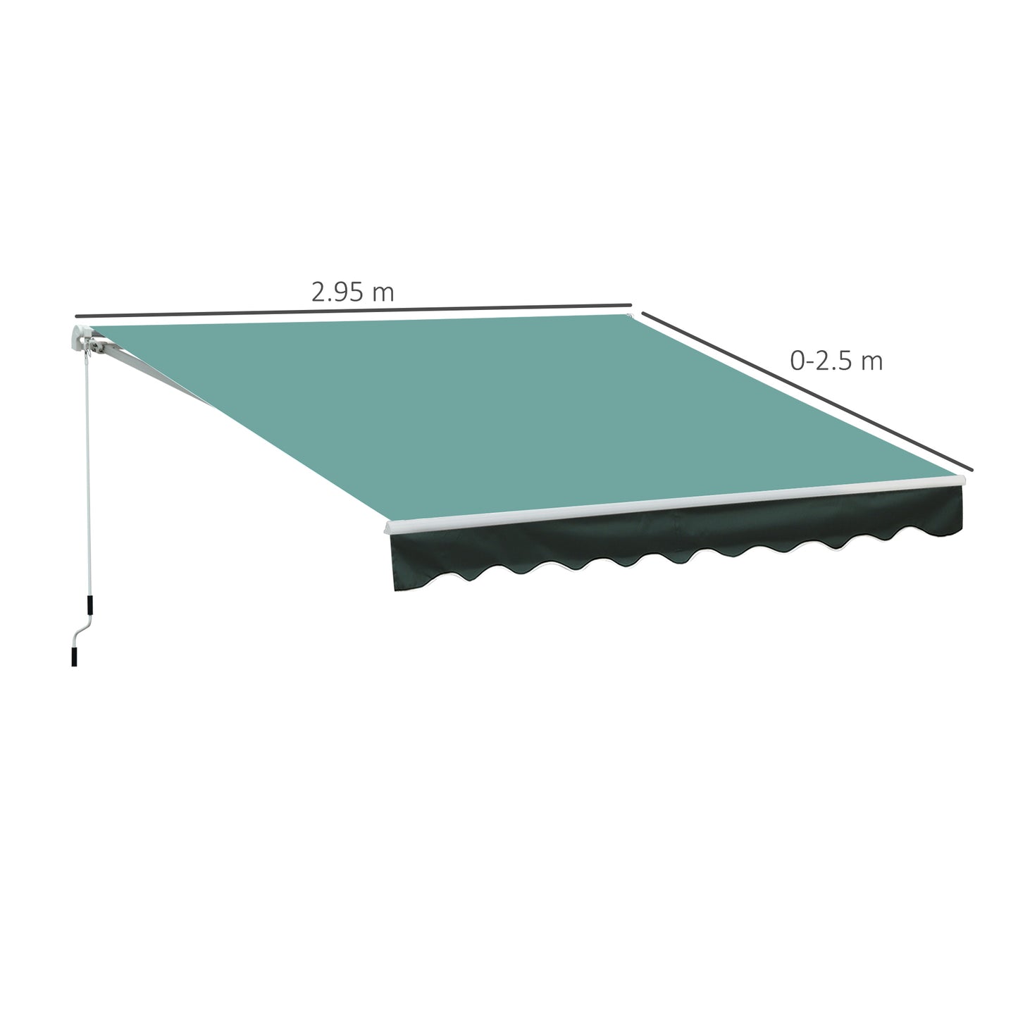 3 x 2.5m Manual Retractable Awning for Patio 45-75° Sun Canopy (1)