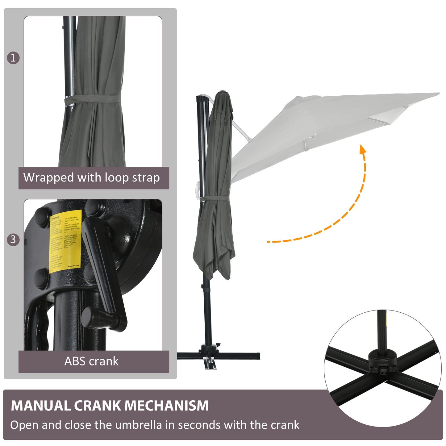 2.5 x 2.5m Patio Offset Parasol Umbrella Cantilever Hanging