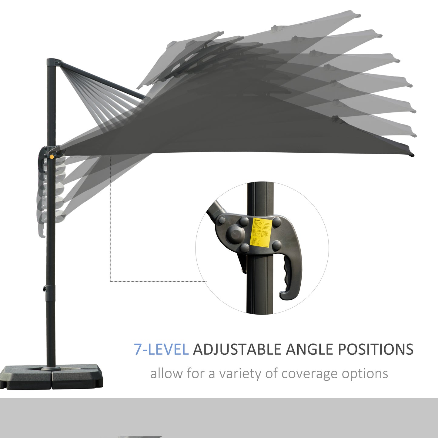 Cantilever Parasol 360 Degree Rotation Angle Adjustment Outdoor