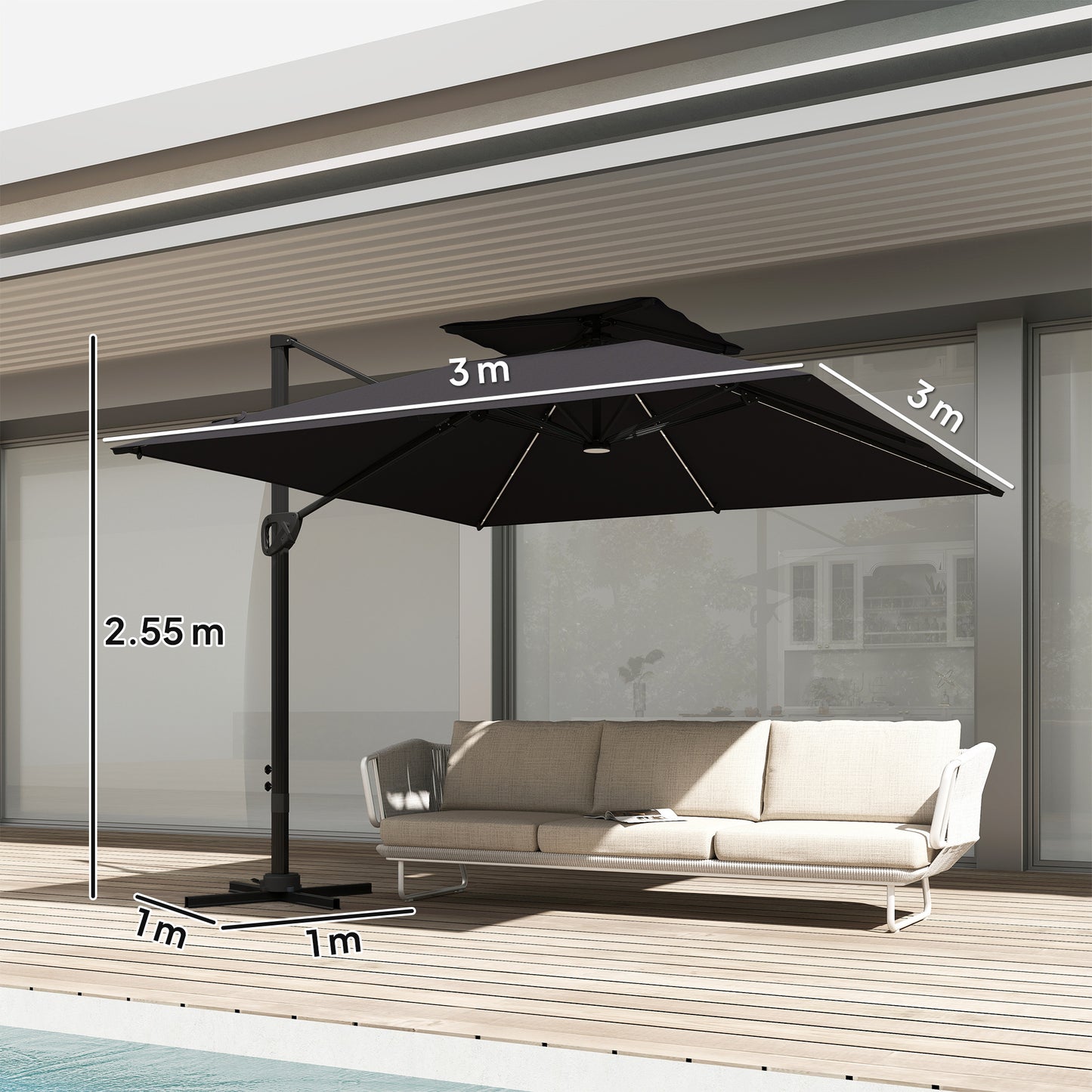 Multi-Angle LED Light Parasol Umbrella