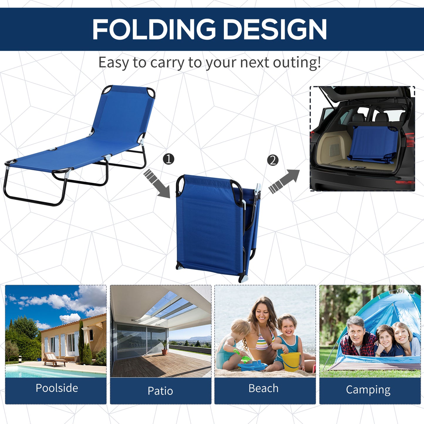 Single Sun Lounger, with Awning and Reclining Back