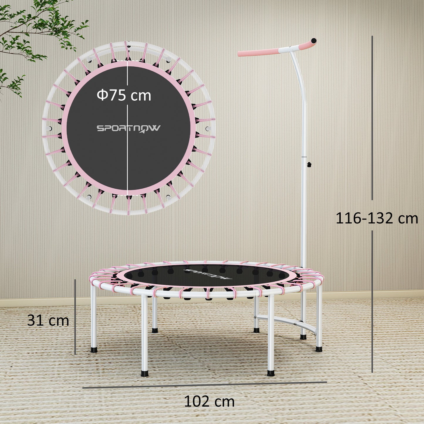 40" Fitness Trampoline, Mini Rebounder Trampoline for Adults