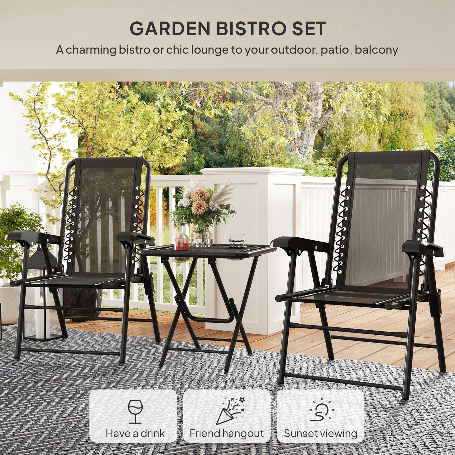 Three-Piece Garden Table and Chair Set