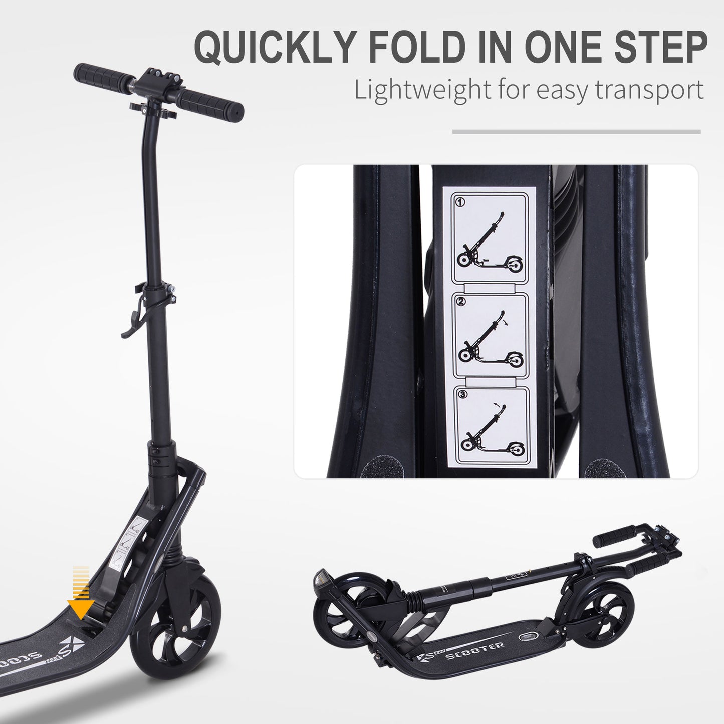 Folding Kick Scooter Hight-Adjustable Urban Scooter w/ Rear Brake