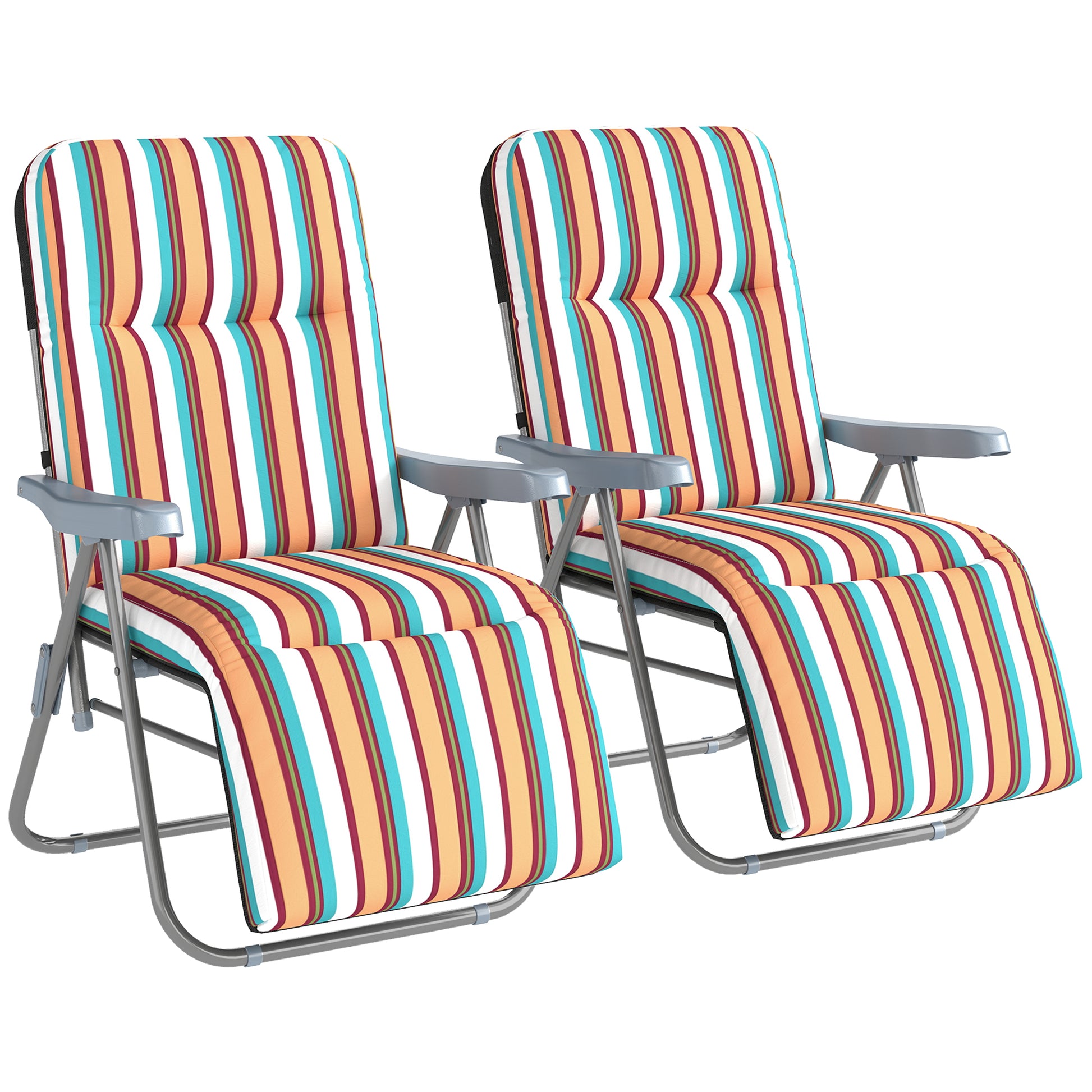 Set of 2 Foldable Patio Sun Lounger with Adjustable Backrest (1)