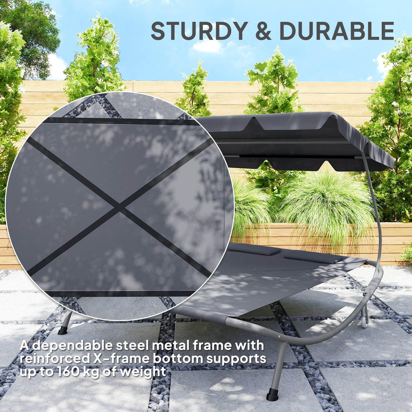 Double Outdoor Bed, with Canopy