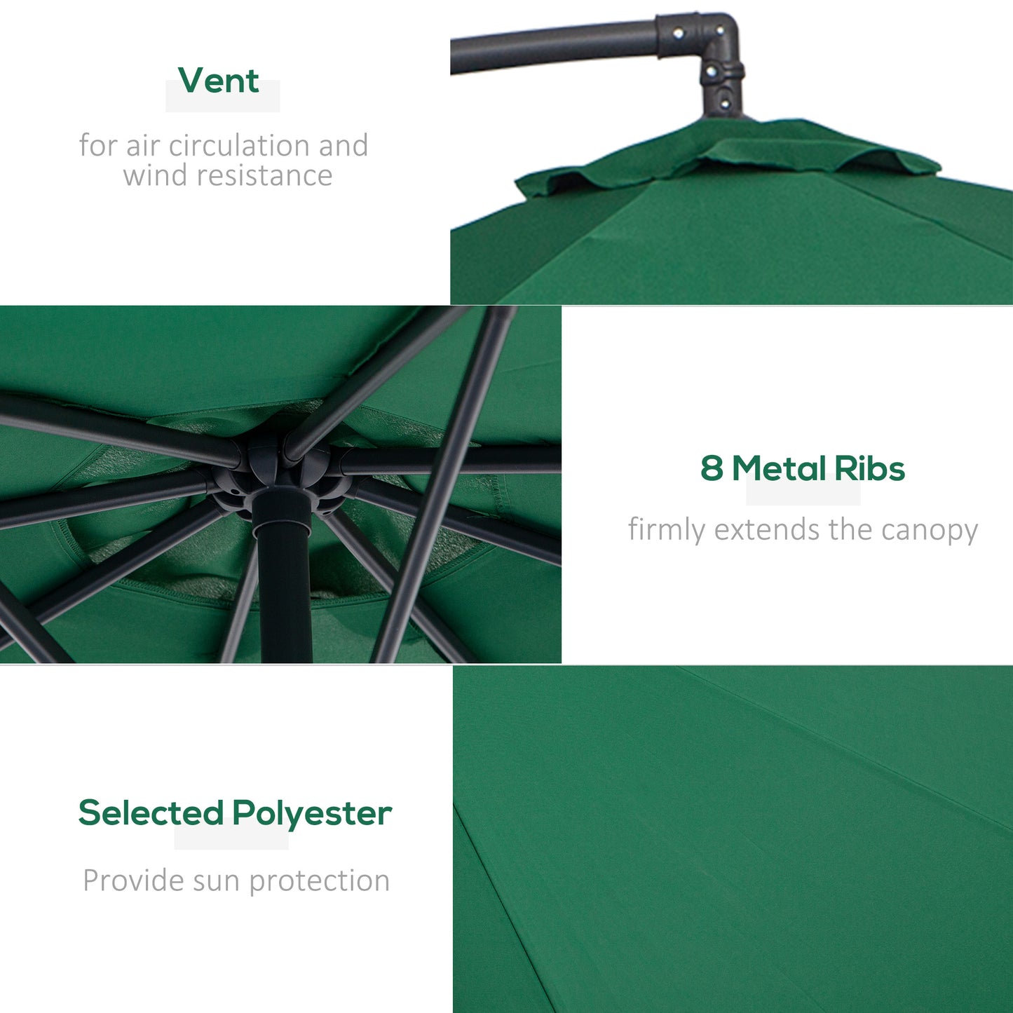 3m Banana Hanging Parasol Umbrella