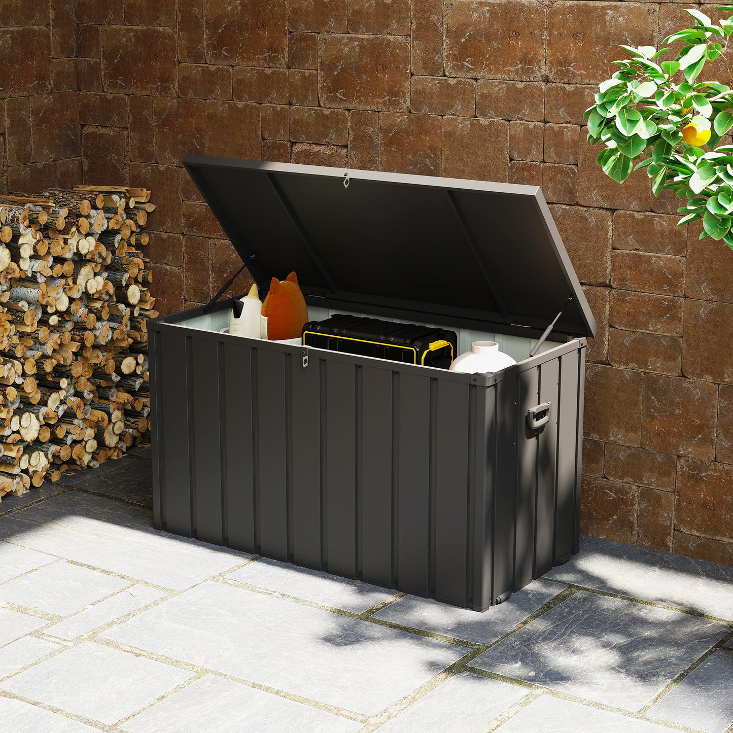 450L Galvanised Steel Garden Storage Box, with Wheels