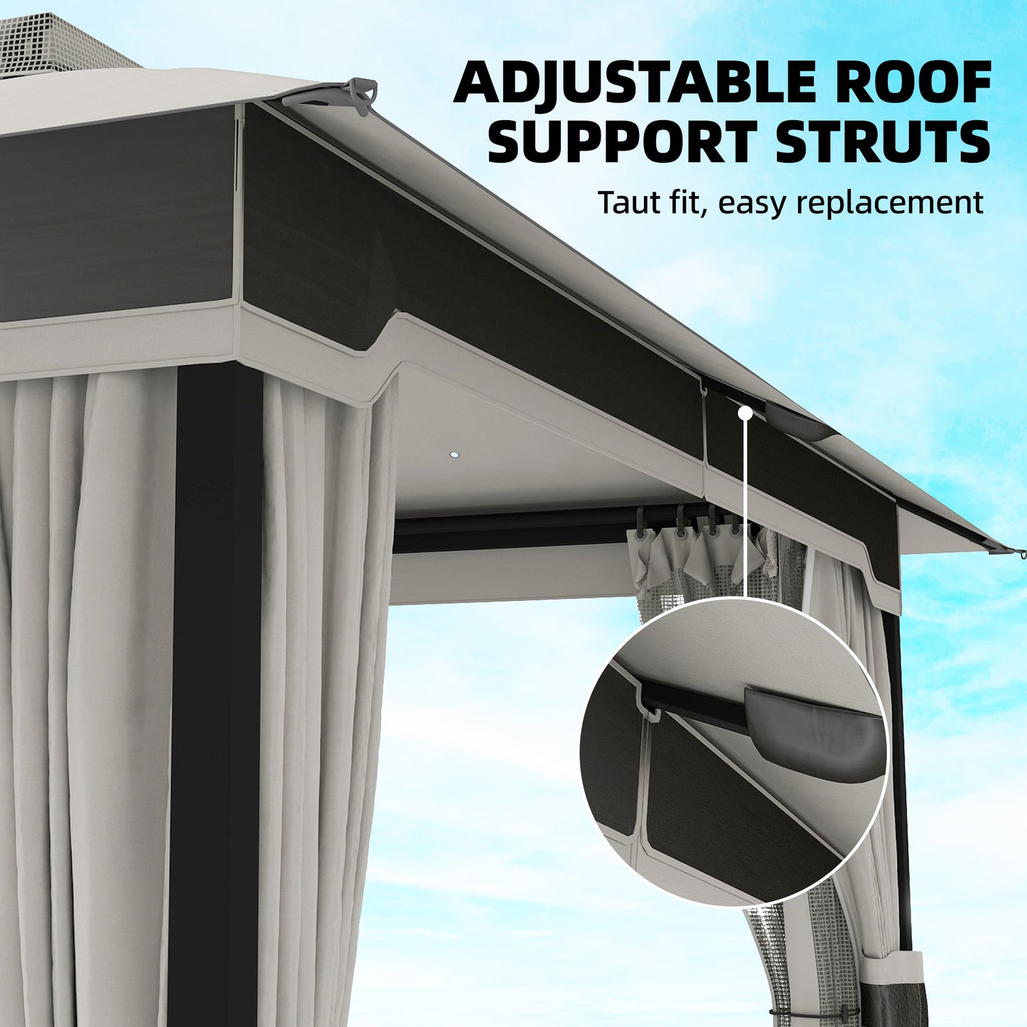 3 x 3.6 m Outdoor Garden Gazebo with Netting and Curtains