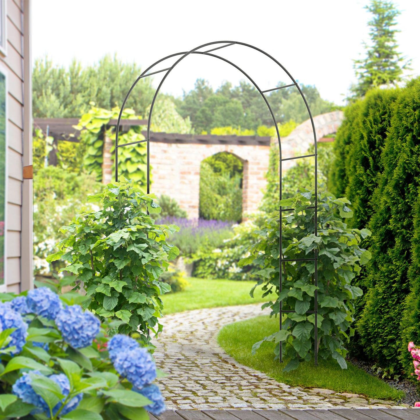 Outdoor Garden Arch, Metal Garden Arbor for Climbing Plants, Roses