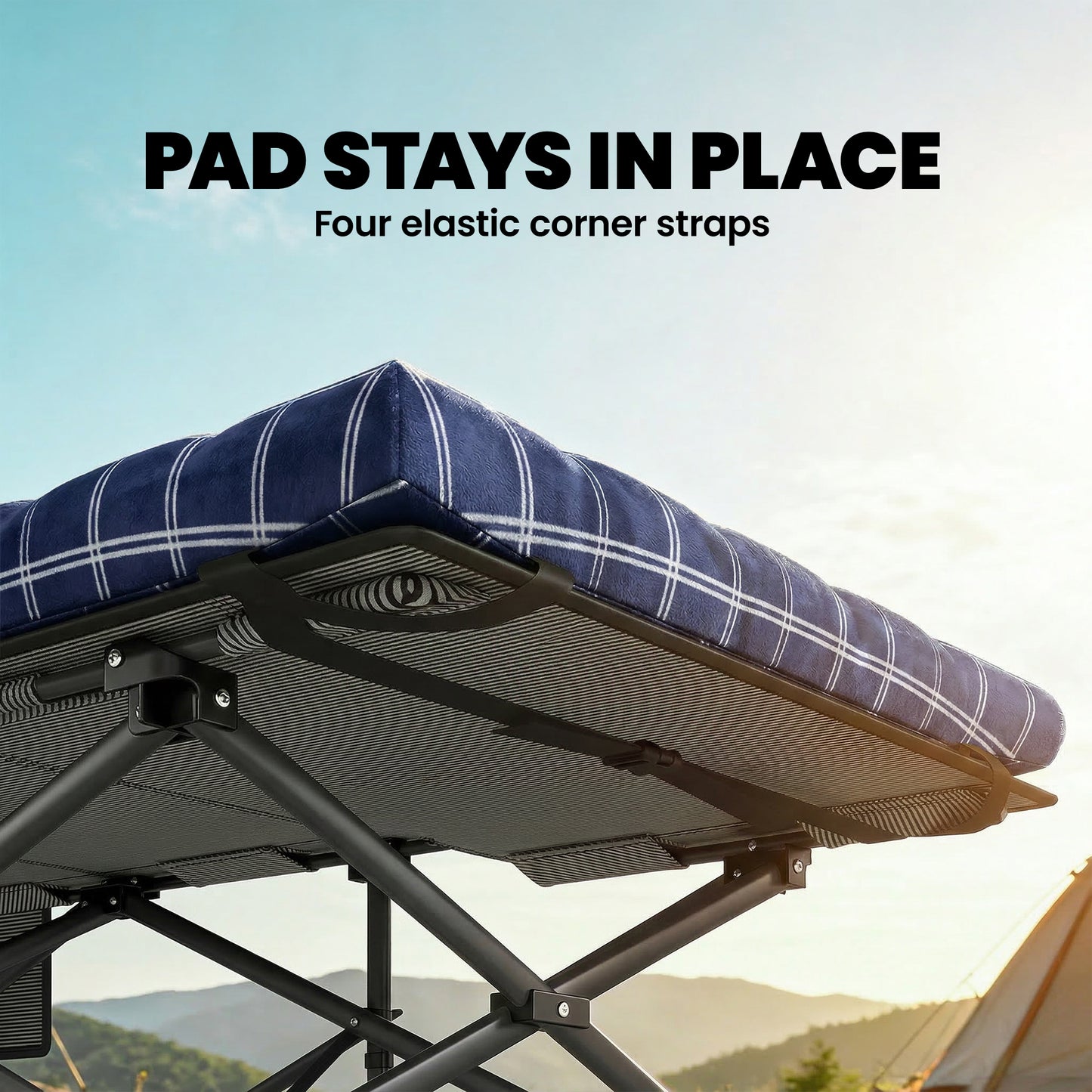 Camping Cot with Soft Pad, 80cm Extra Wide Folding Cots