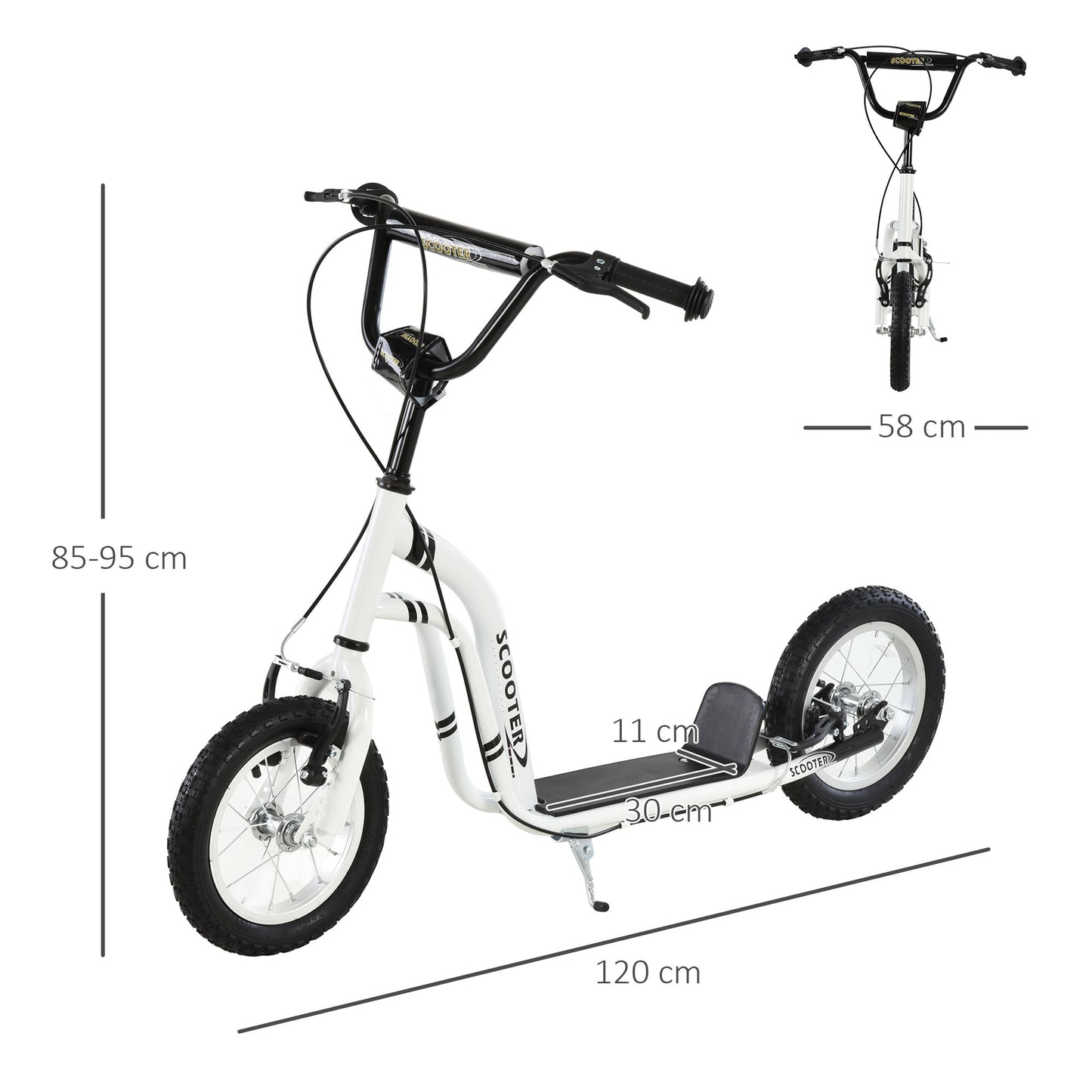 Dual Brakes 12" Metal frame Kick Scooter adjustable
