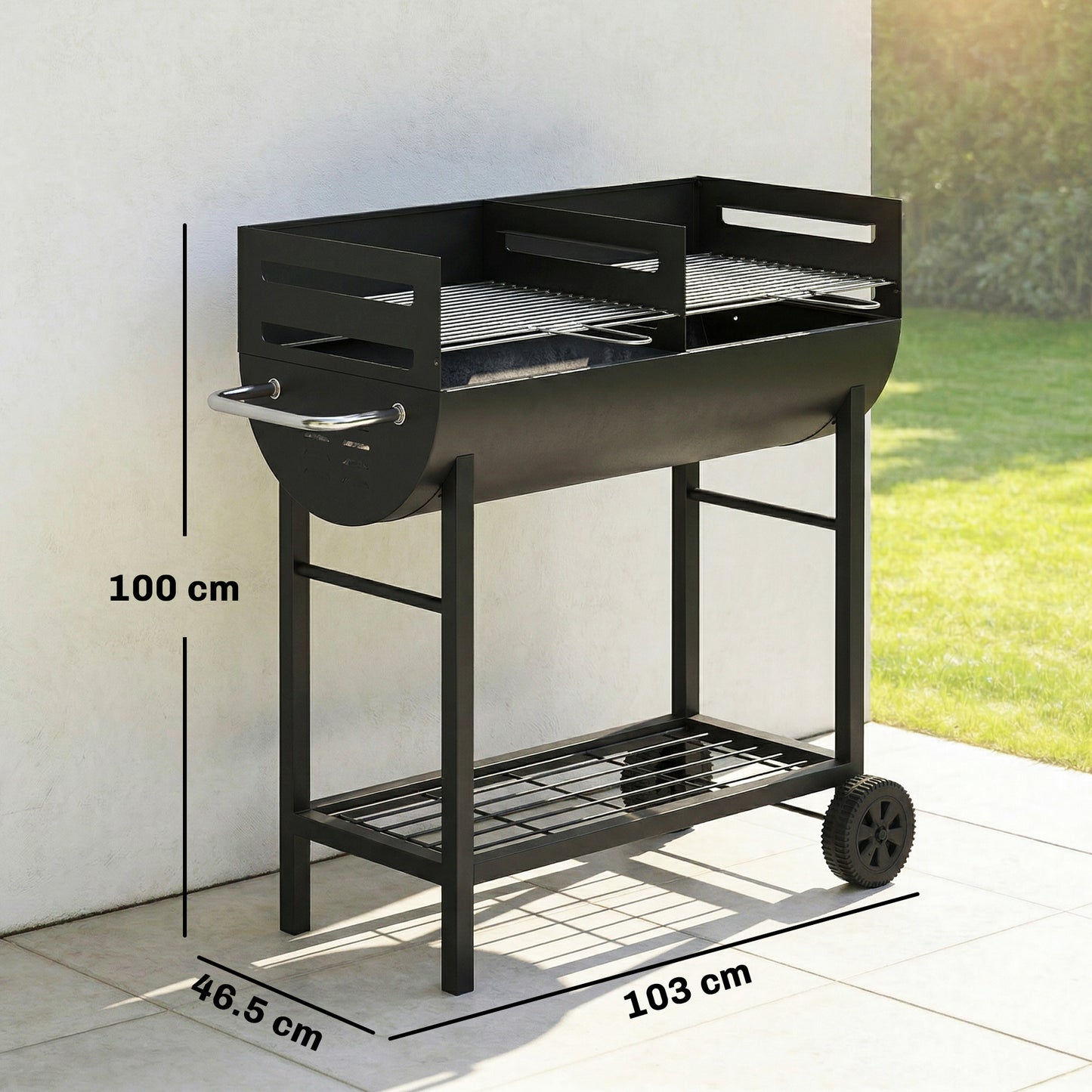 Charcoal Barbecue Grill with 2 Cooking Areas