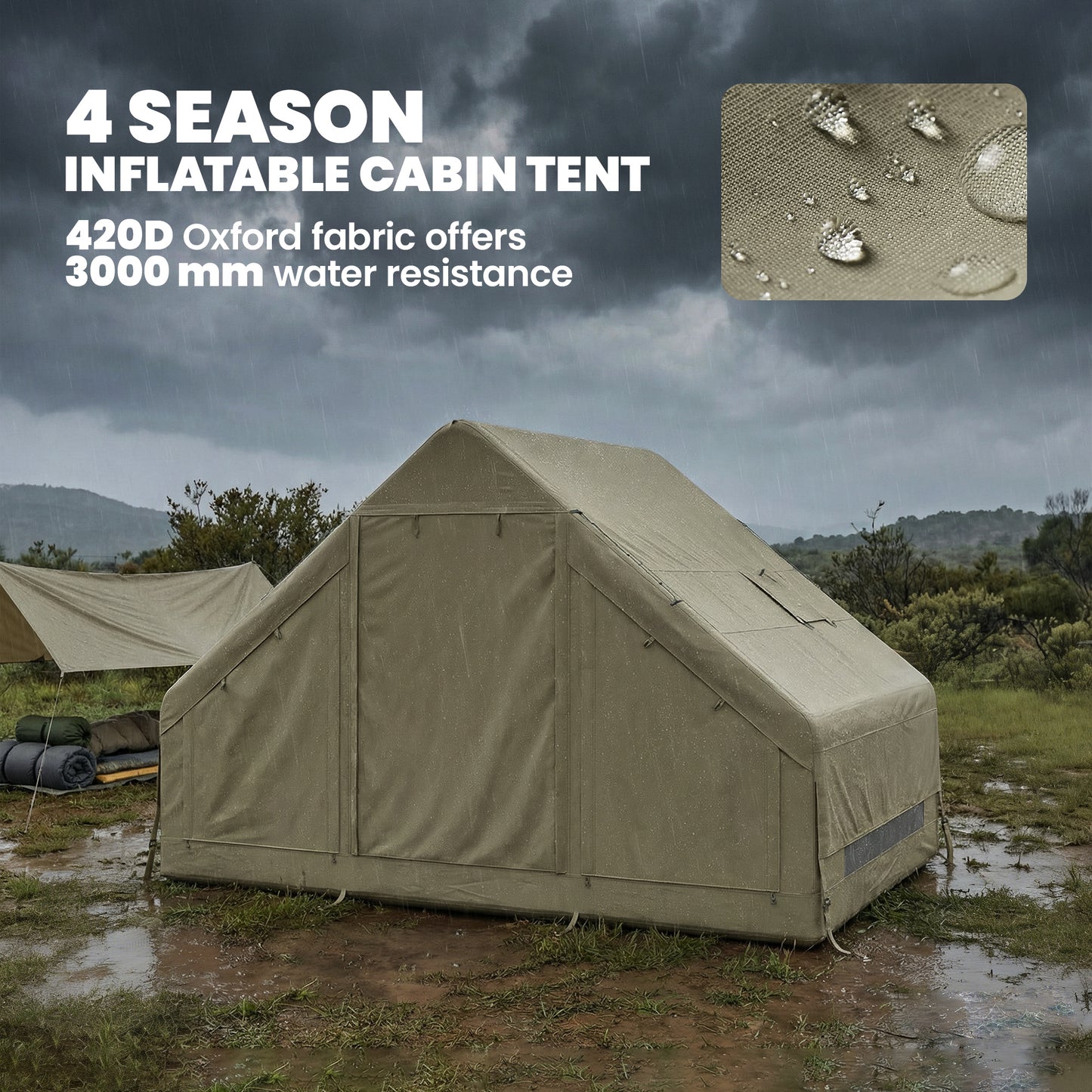 Inflatable Camping Tent with Pump and Stove Jack Hole (1)