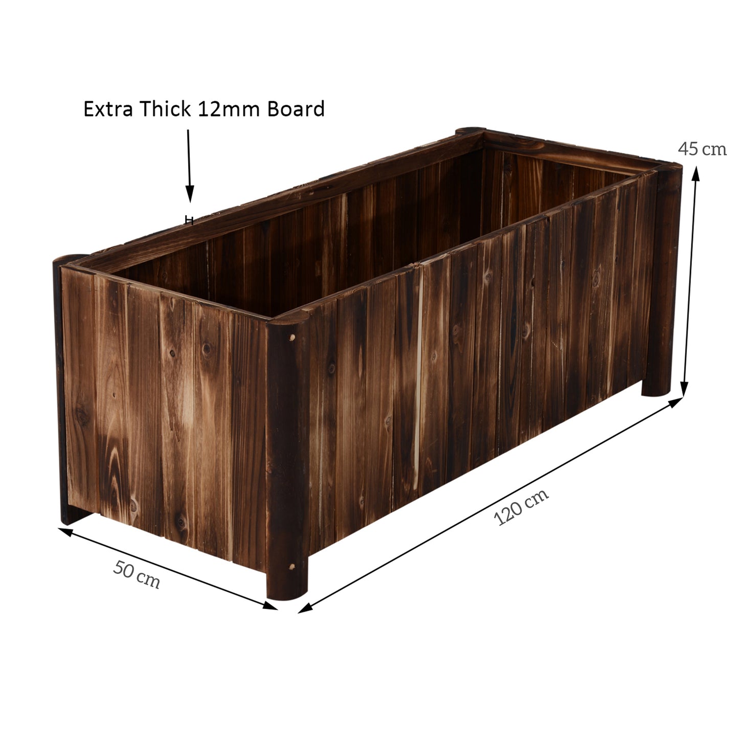 Wooden Raised Garden Bed, 120 x 50 x 45cm Elevated Planter Box