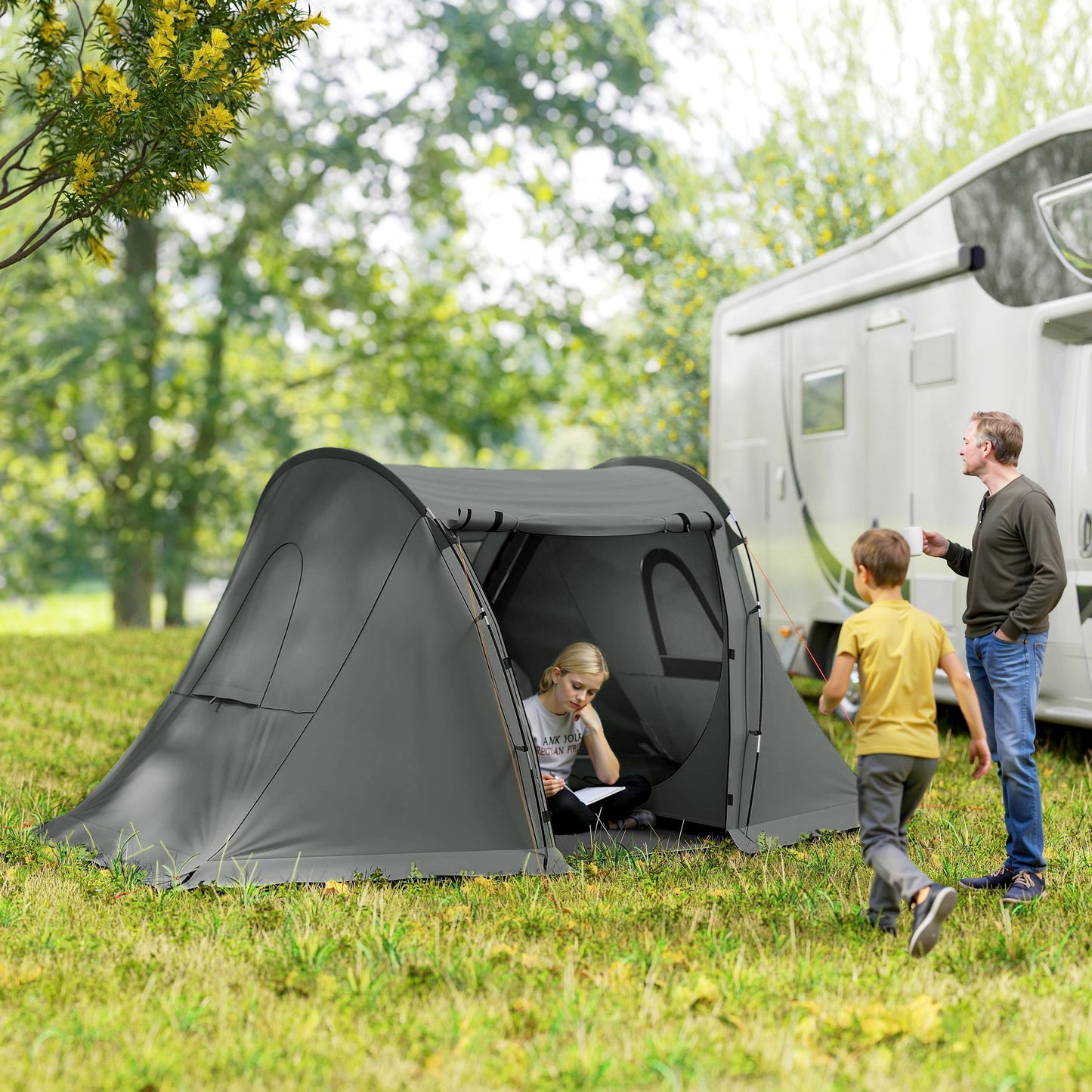 3 Man Camping Tent with Living Area and 2 Bedrooms