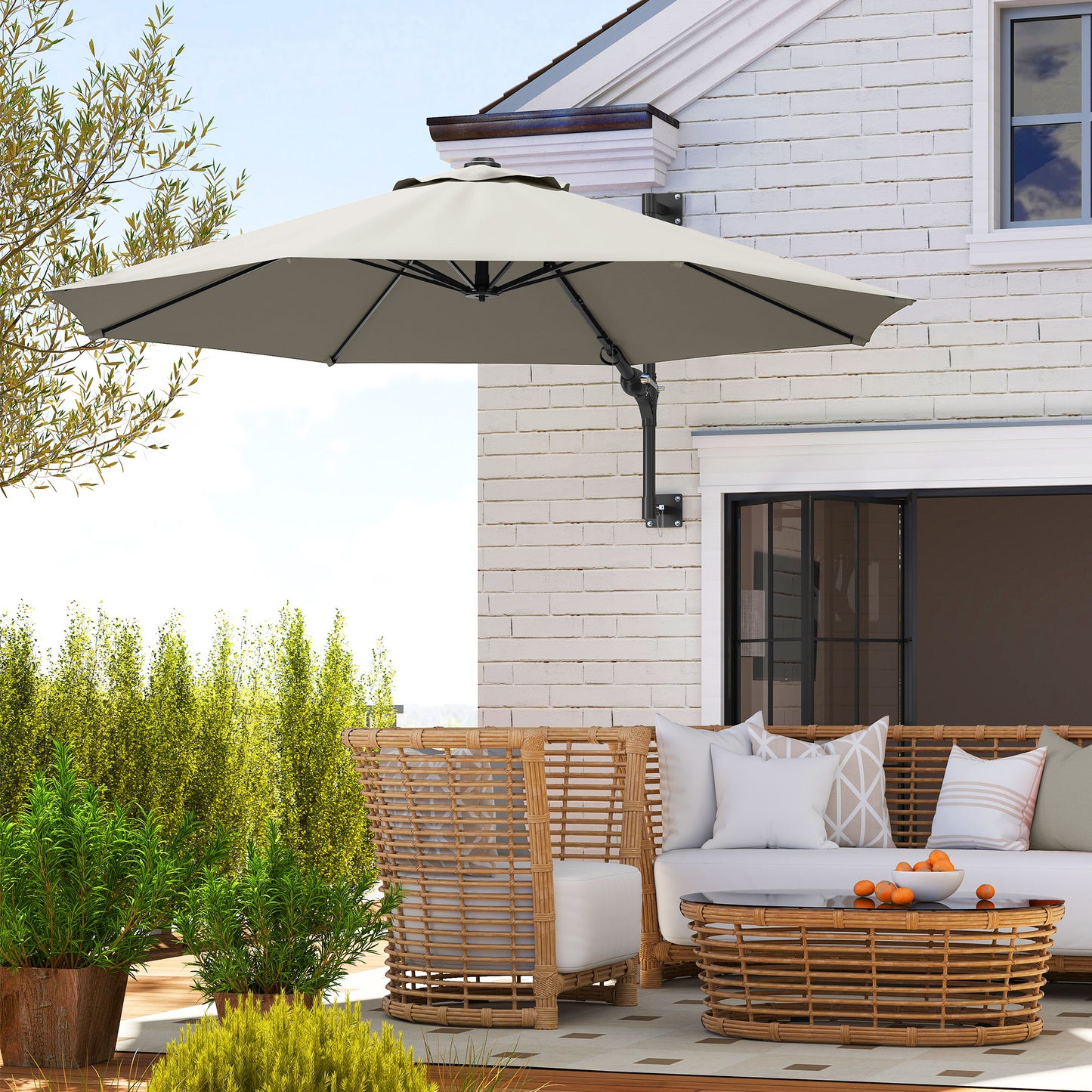3(m) Wall-Mounted Parasol Shade, with Handle