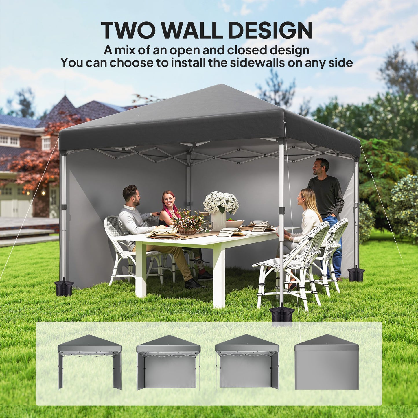 3 x 3 (M) Pop Up Gazebo, UPF 30+ with 2 Sidewalls