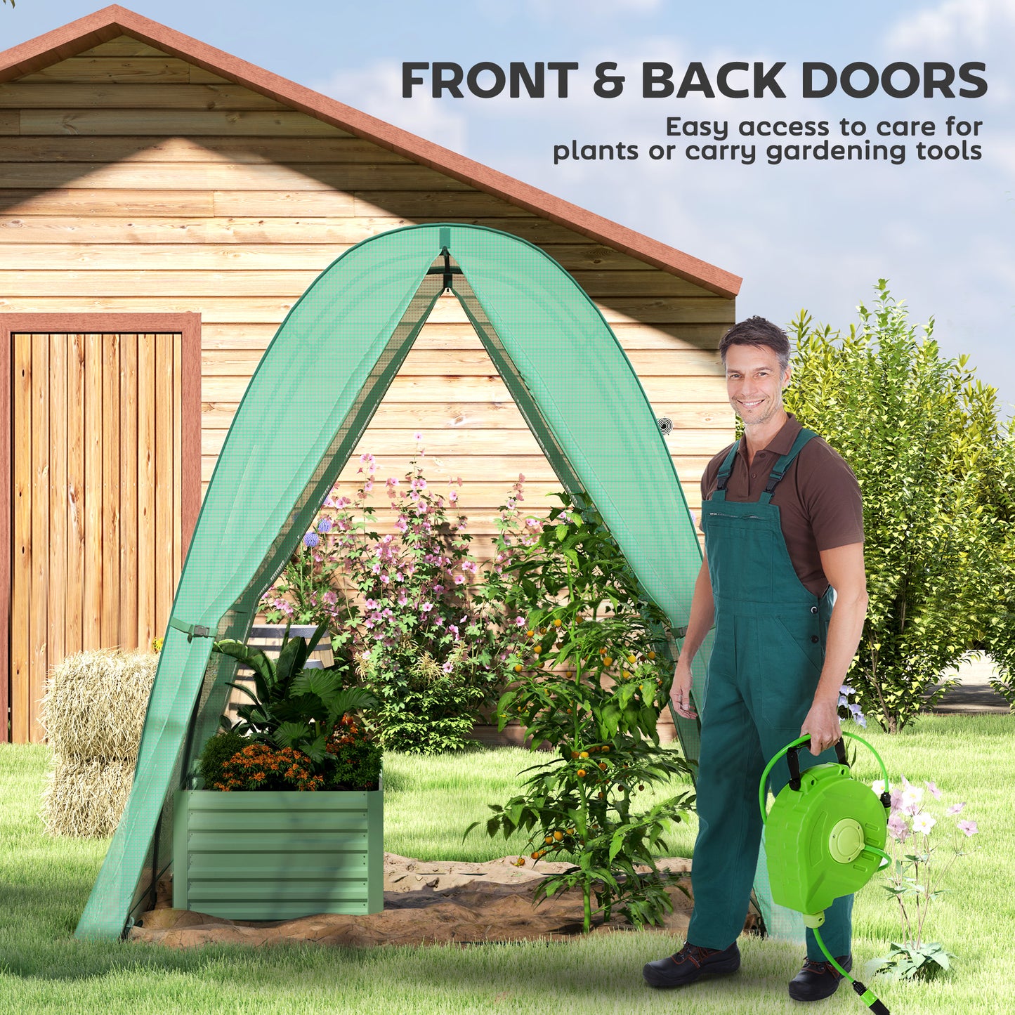 Polytunnel Greenhouse with Sandbags
