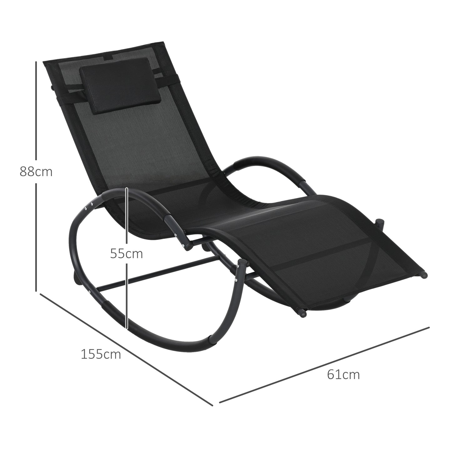 Steel Frame Zero Gravity Rocking Chair, with Pillow