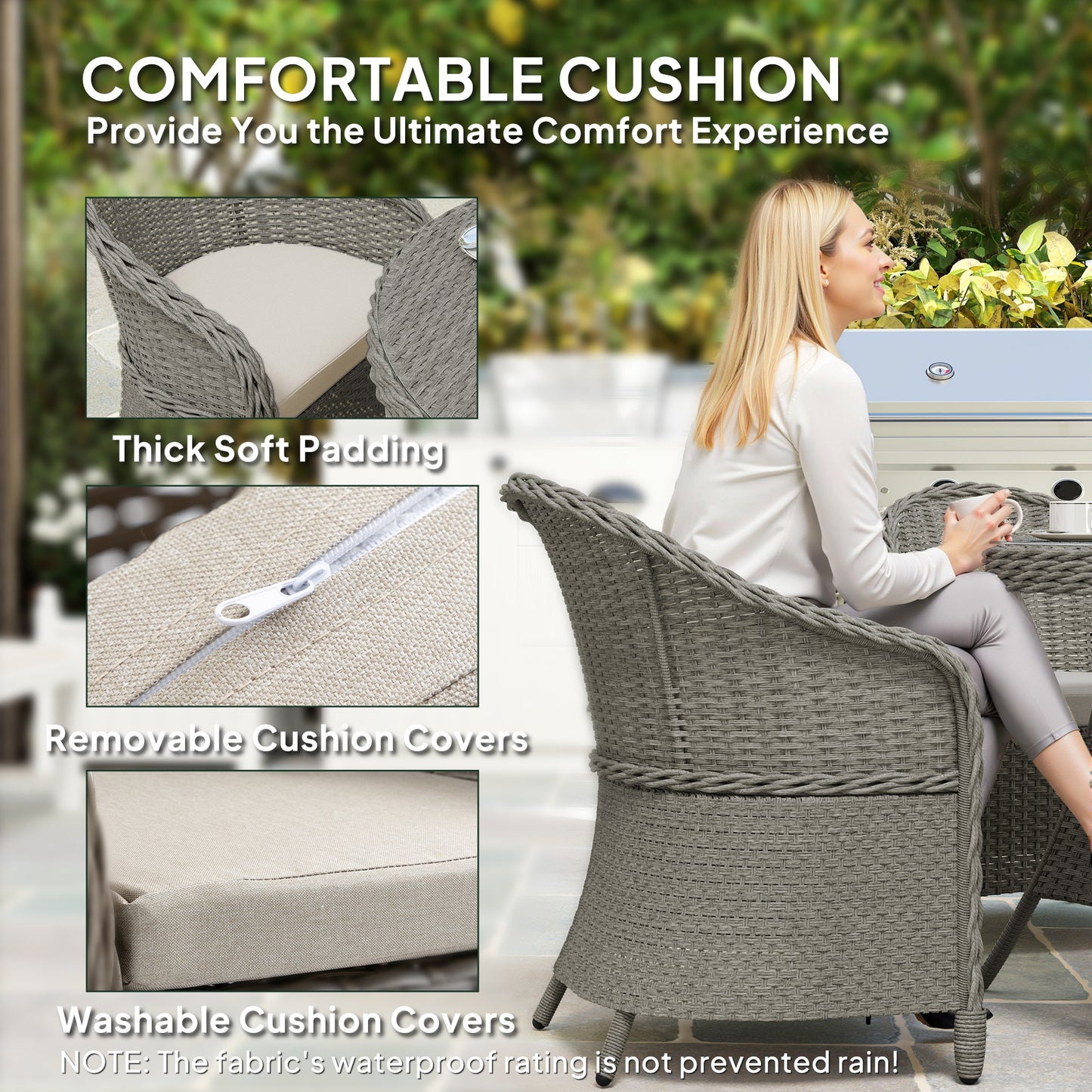 4 Seater Rattan Garden Furniture Set with Cushions