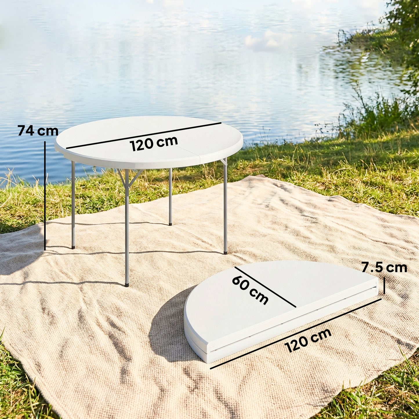 4ft Folding Picnic Table, Camping Table with Non-slip Foot Pads