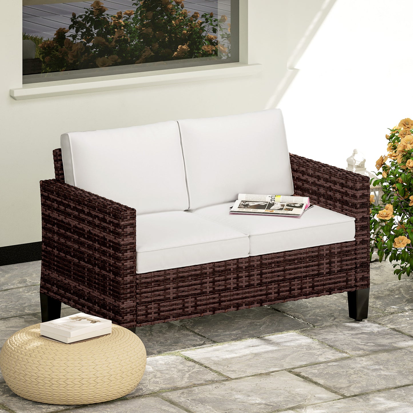 Two-Seater Rattan Outdoor Sofa
