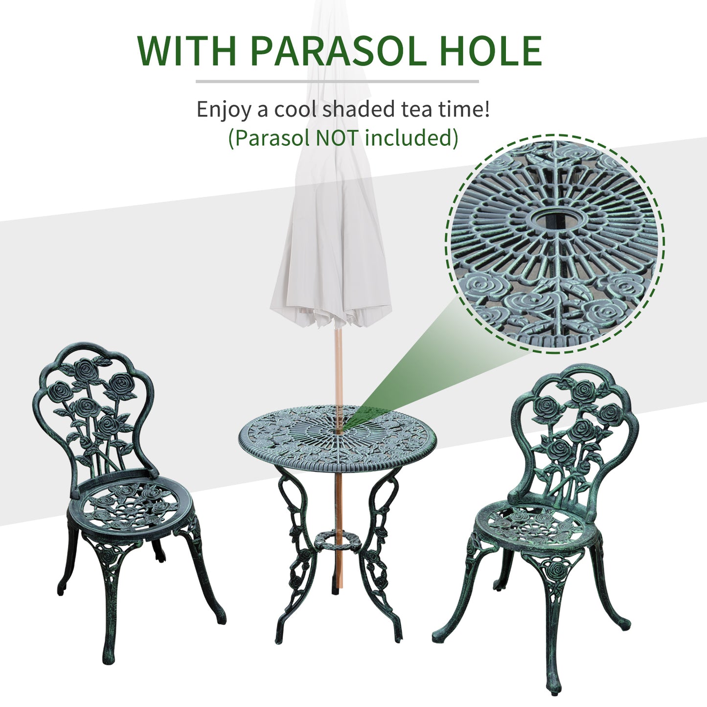 Cast Aluminium Outdoor Patio Garden Bistro Elegant Design Table