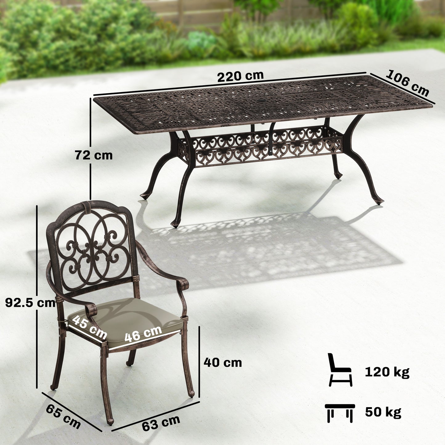 9 Piece Cast Aluminium Garden Dining Set