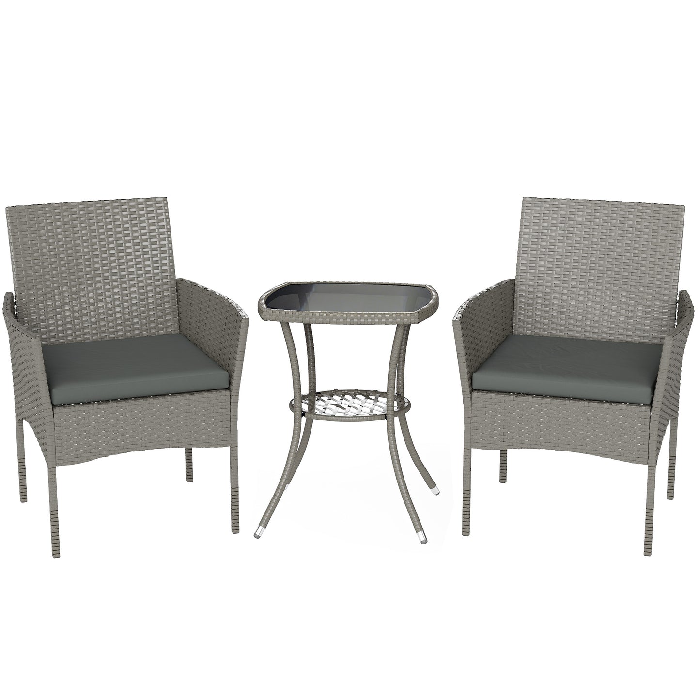 3 Piece Rattan Bistro Set, PE Wicker Garden Furniture Conversation