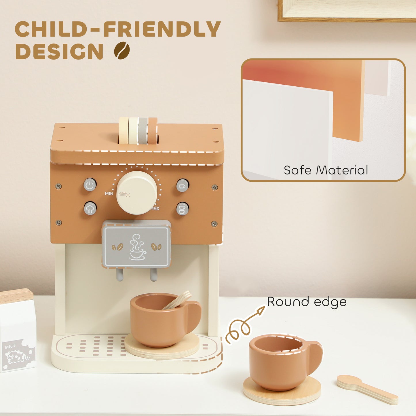 Kids Wooden Coffee Machine Toy