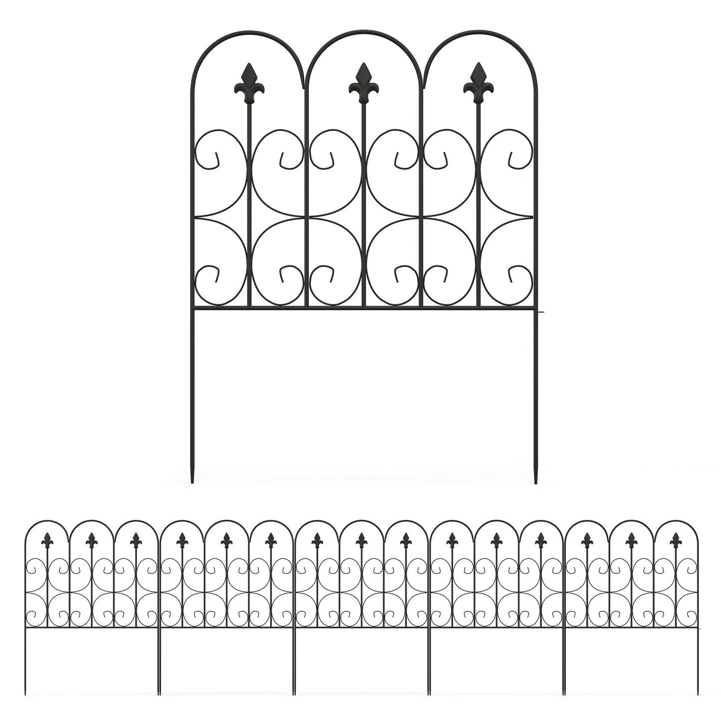 Decorative Garden Fencing, 83cm (H) x 3m (L) 5PCs Outdoor Picket