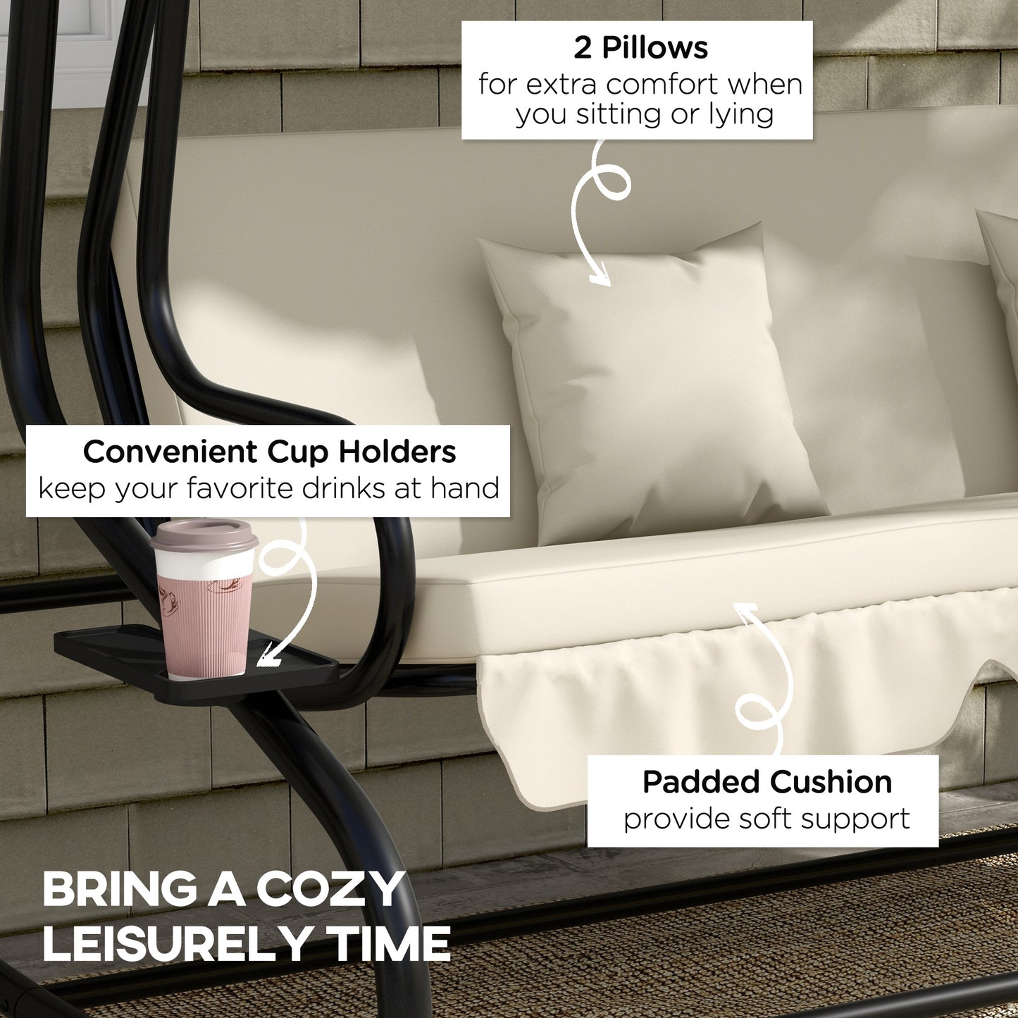Convertible Three-Seater Swing Chair Bed