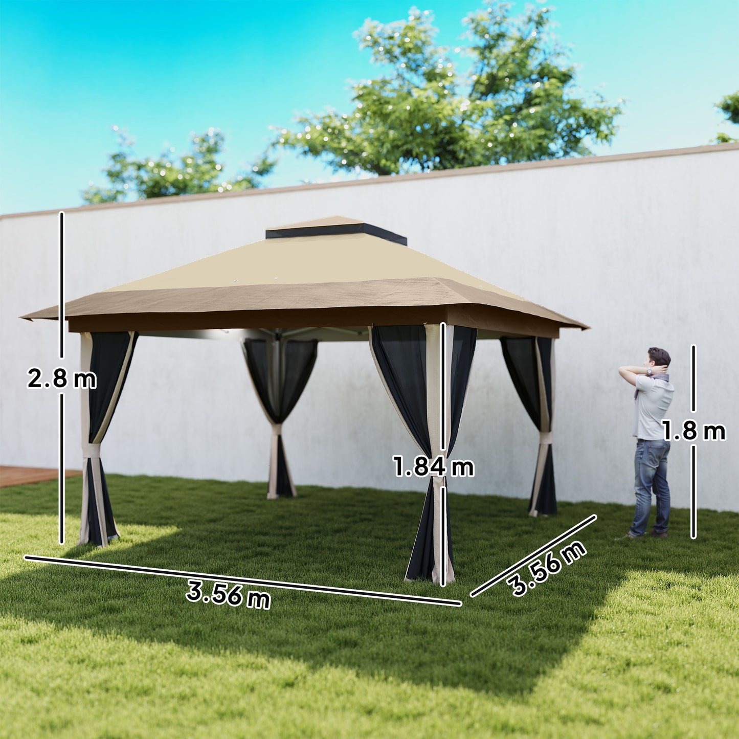 3.6 x 3.6m Pop-Up Gazebo, with Accessories