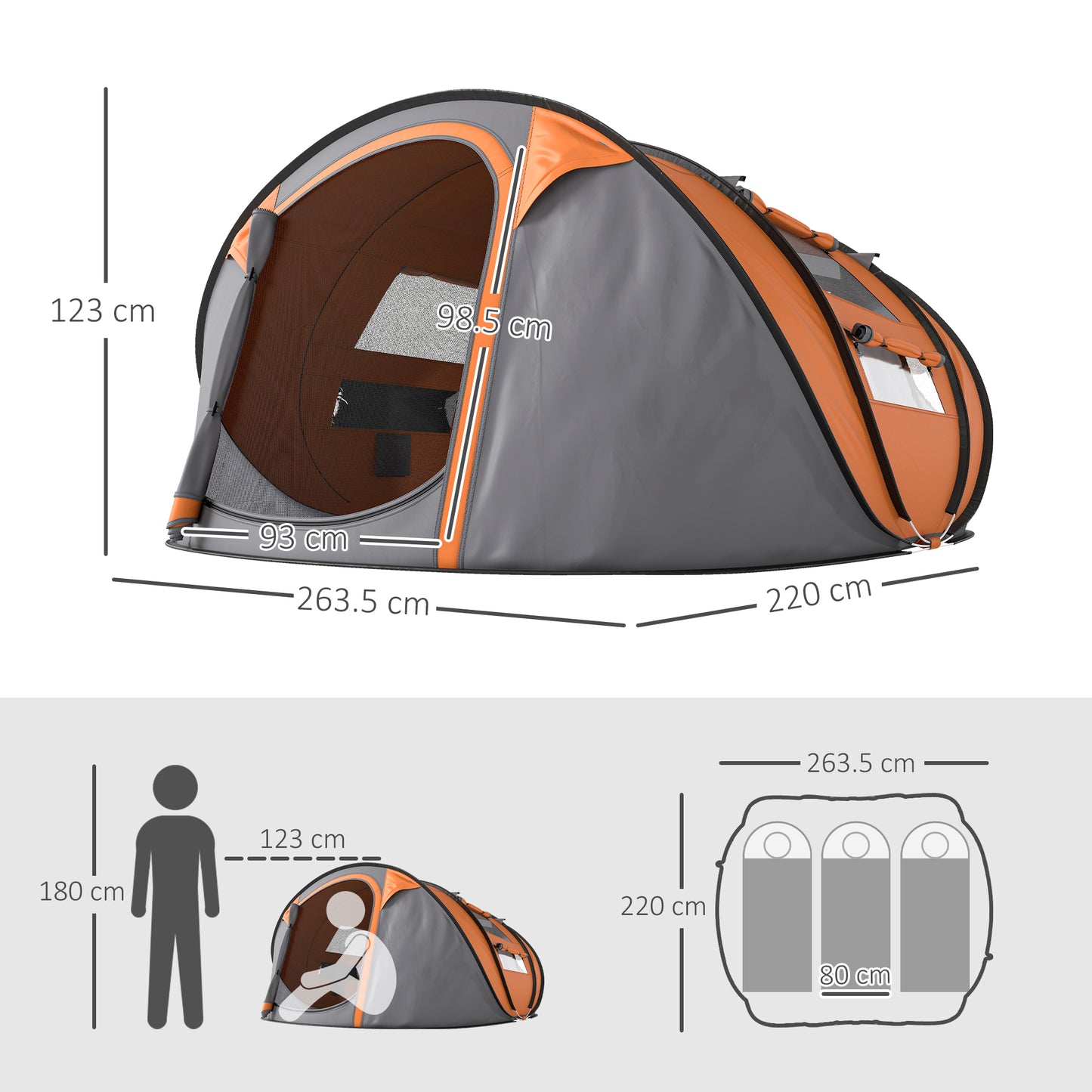 4 Person Pop-up Camping Tent Family Tent with Ground Sheet