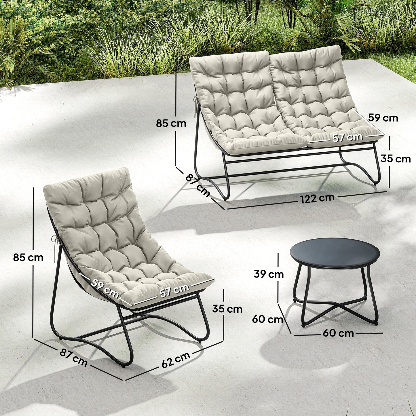 4 Seater Garden Furniture Set, Conversation Set with Loveseat Sofa