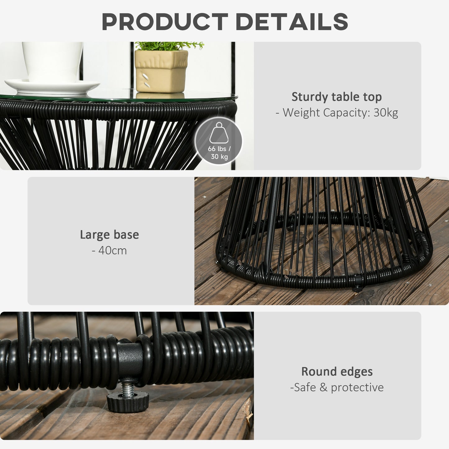 Round End Table, Rattan Side Table