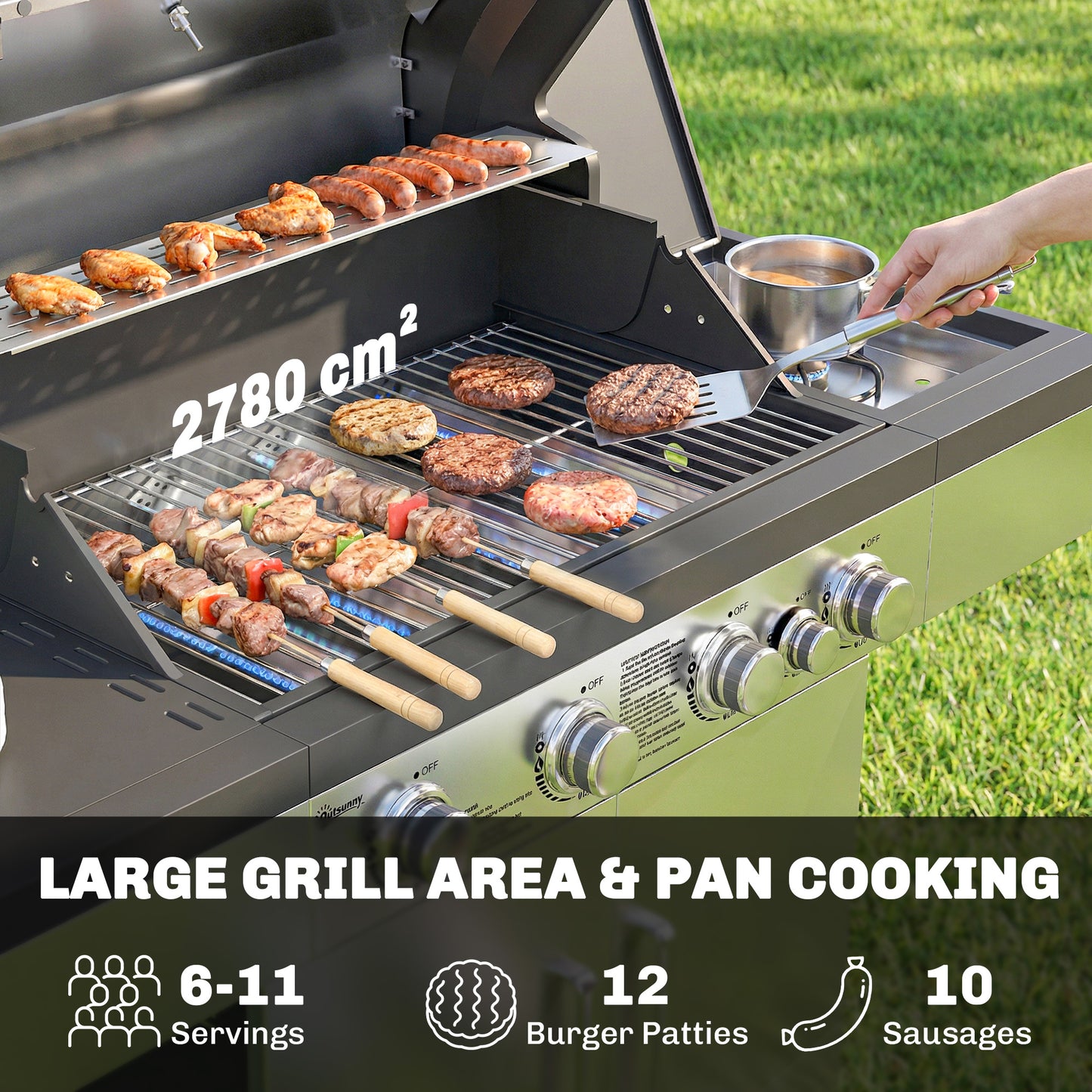 4+1 Burner Gas BBQ Grill, Portable Gas Barbecue Grill (1)