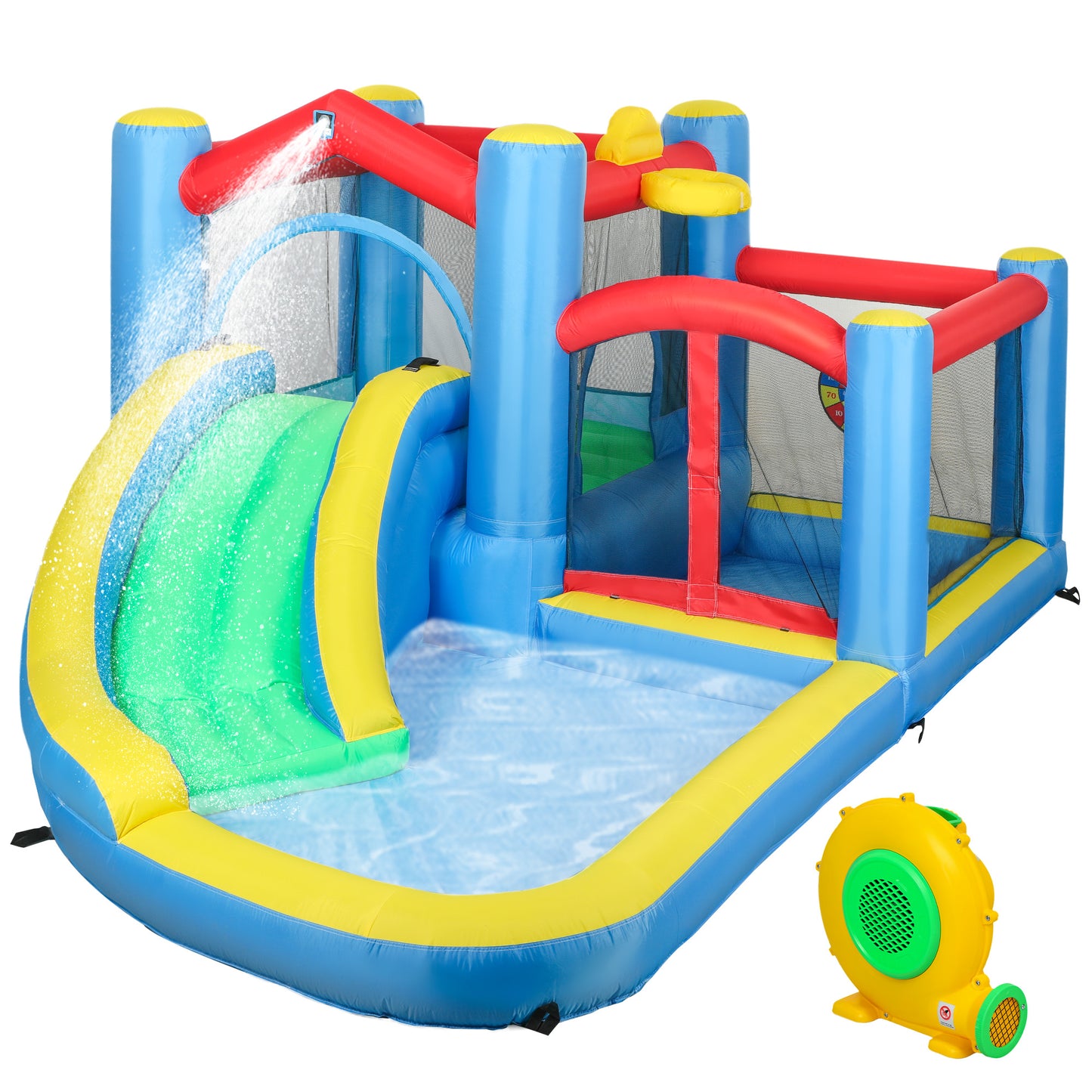 Inflatable Bouncy Castle with 550W Blower, Basketball Hoop