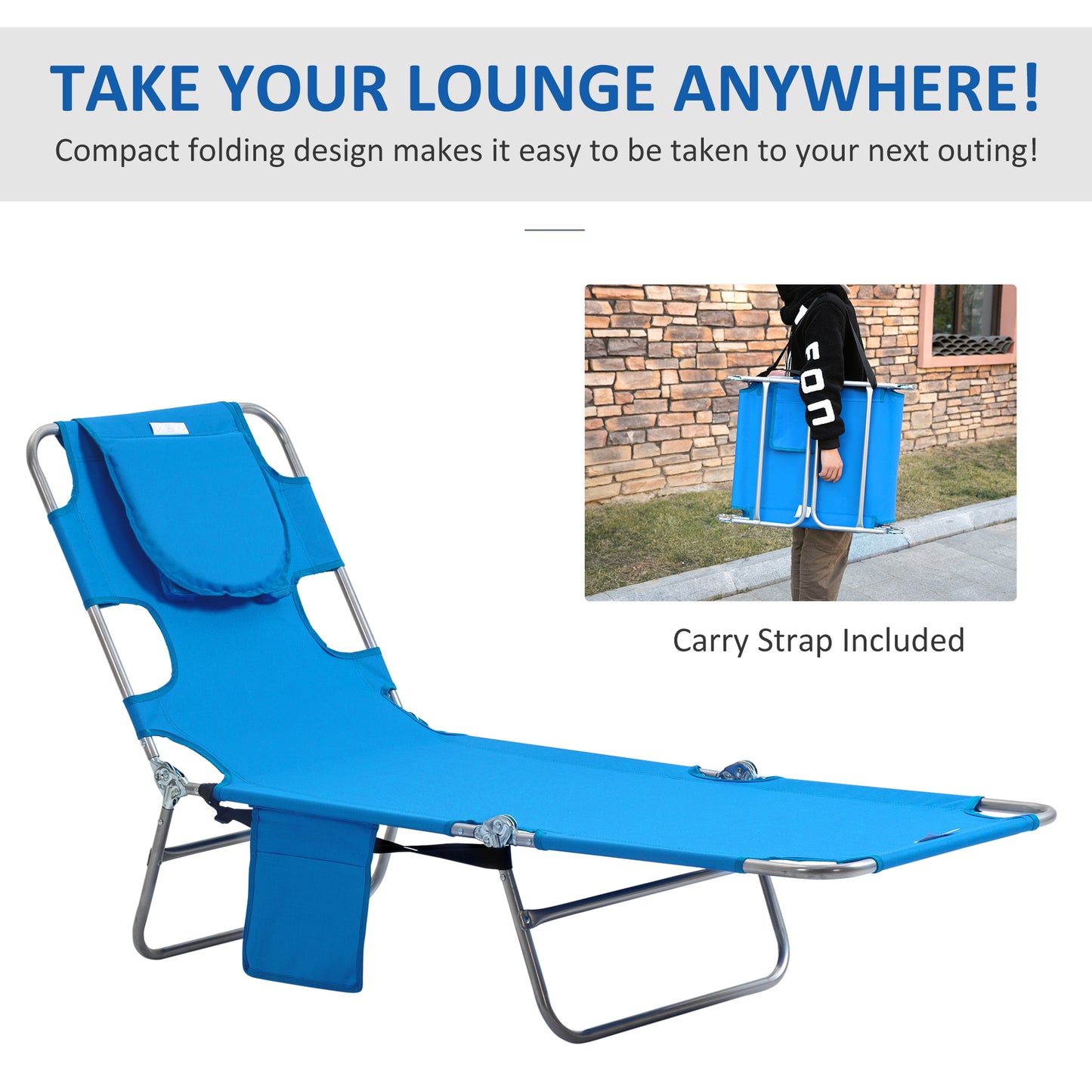 Foldable Sun Lounger with Reading Hole