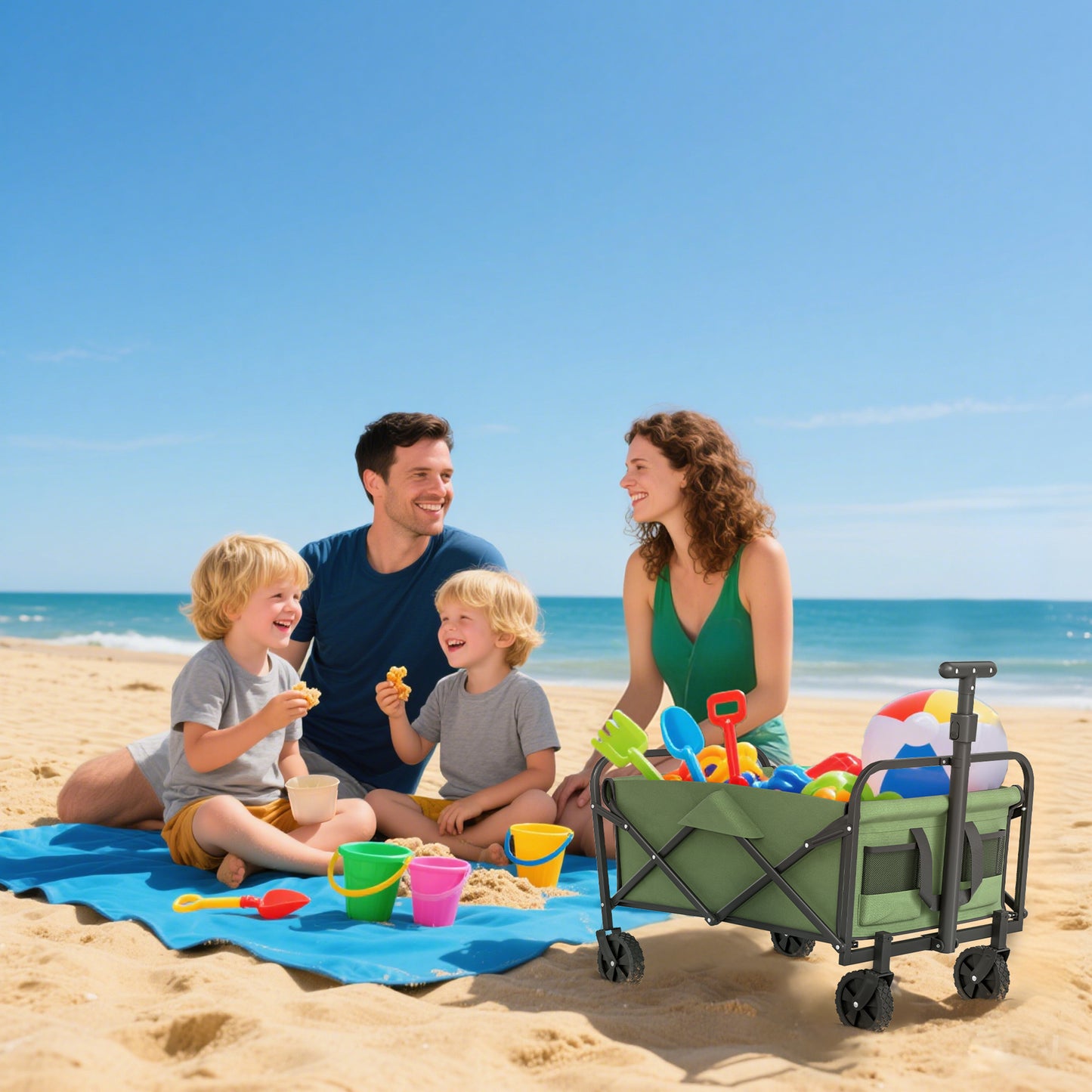 62L Festival Trolley on Wheels, Garden Folding Trolley Cart