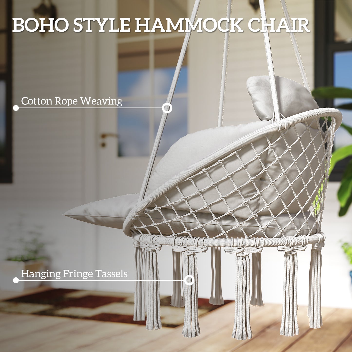 Hanging Chair Outdoor Hammock Chair with Soft Cushion